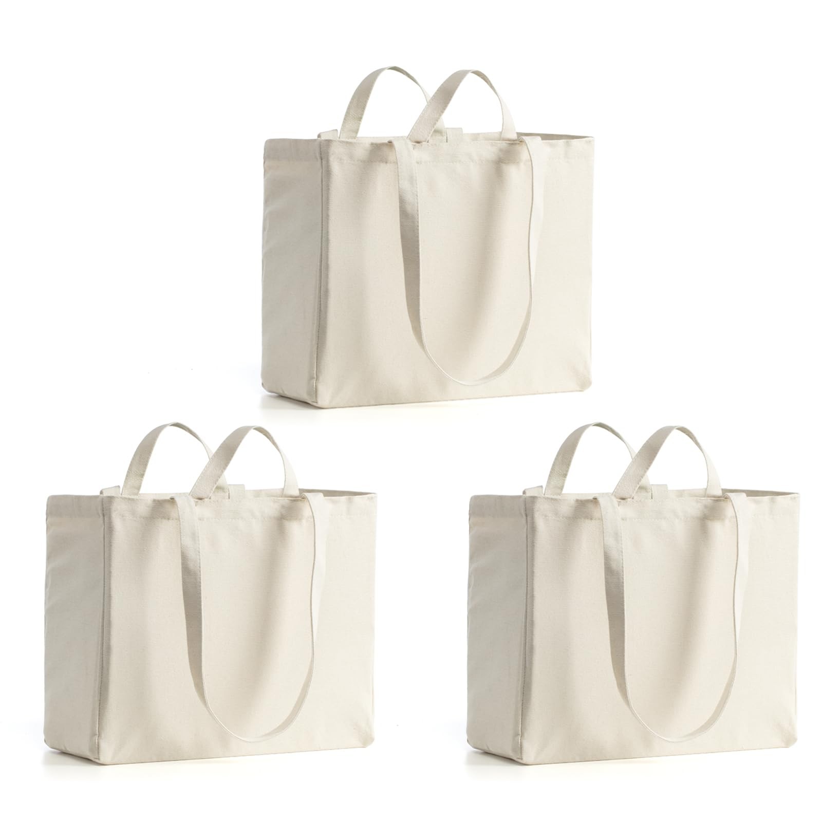 LINICE Canvas Tote Bag Reusable Grocery Bags with Long Shoulder Strap and Sho…