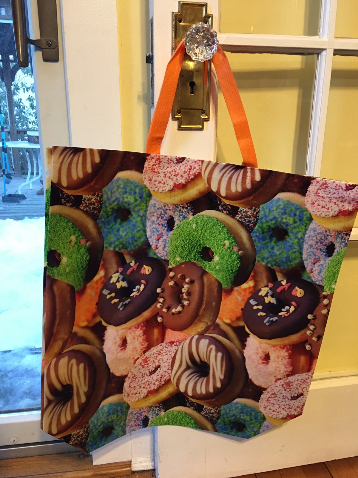XXL Realistic Yummy Donut Print Reusable Shopping Tote 22”X 20”X 6” EcoFriendly