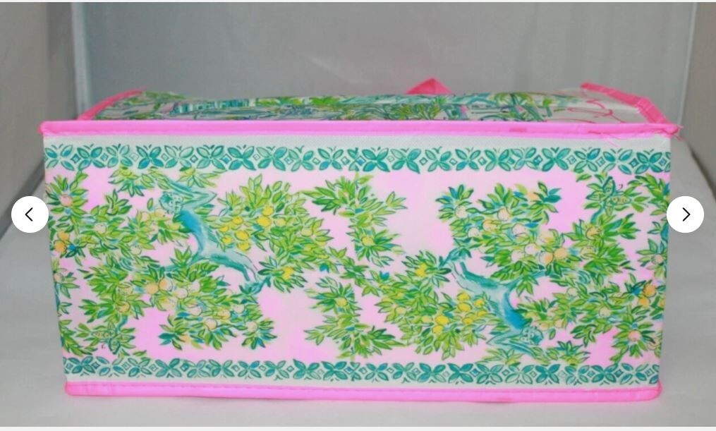 NEW Lilly Pulitzer Palm Tree Green & Pink Reusable Tote Shopping Bag