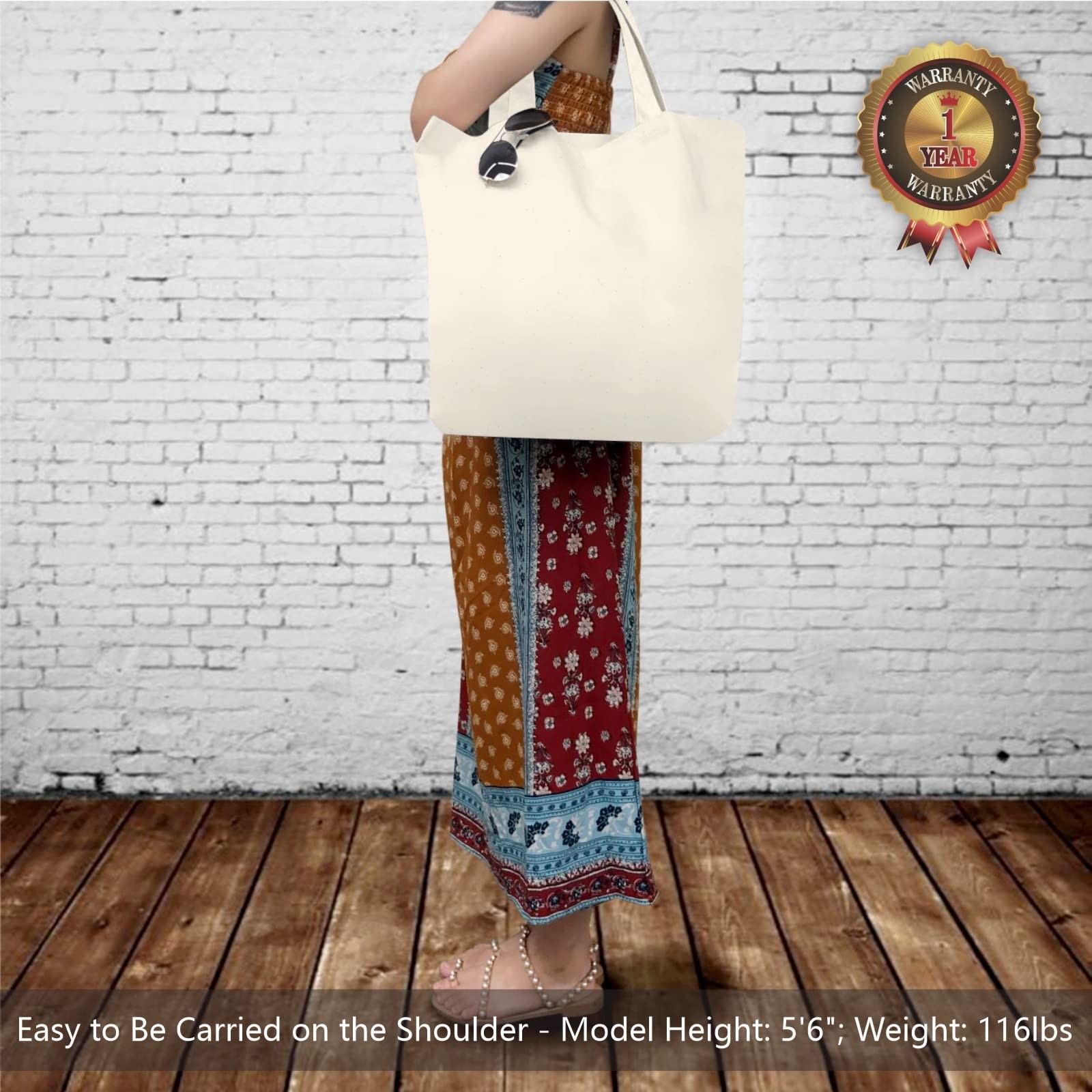TOPDesign 6-Pack Super Strong Large 12oz Cotton Canvas Tote Bags, Reusable Gr…