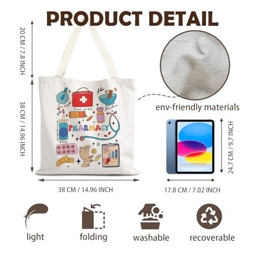 Reusable Grocery Tote Bag 15×20 Inch Polyester Canvas Shoulder Handles Shopping