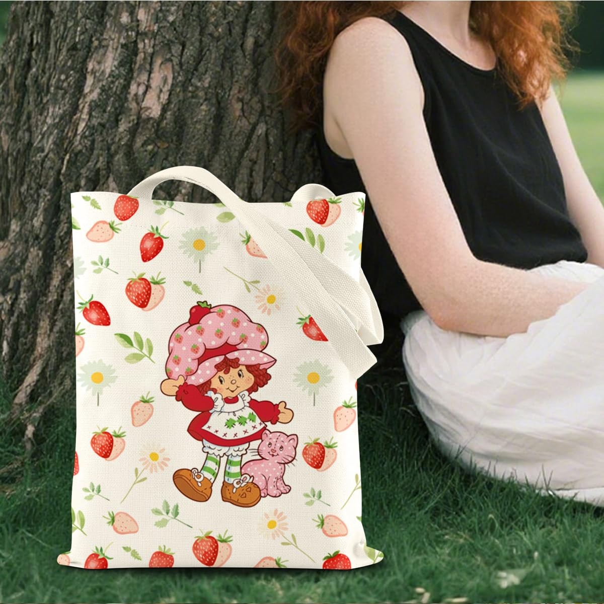 Cute Strawberry Tote Bag for Women, Kawaii Accessories Strawberry Gifts, Reus…