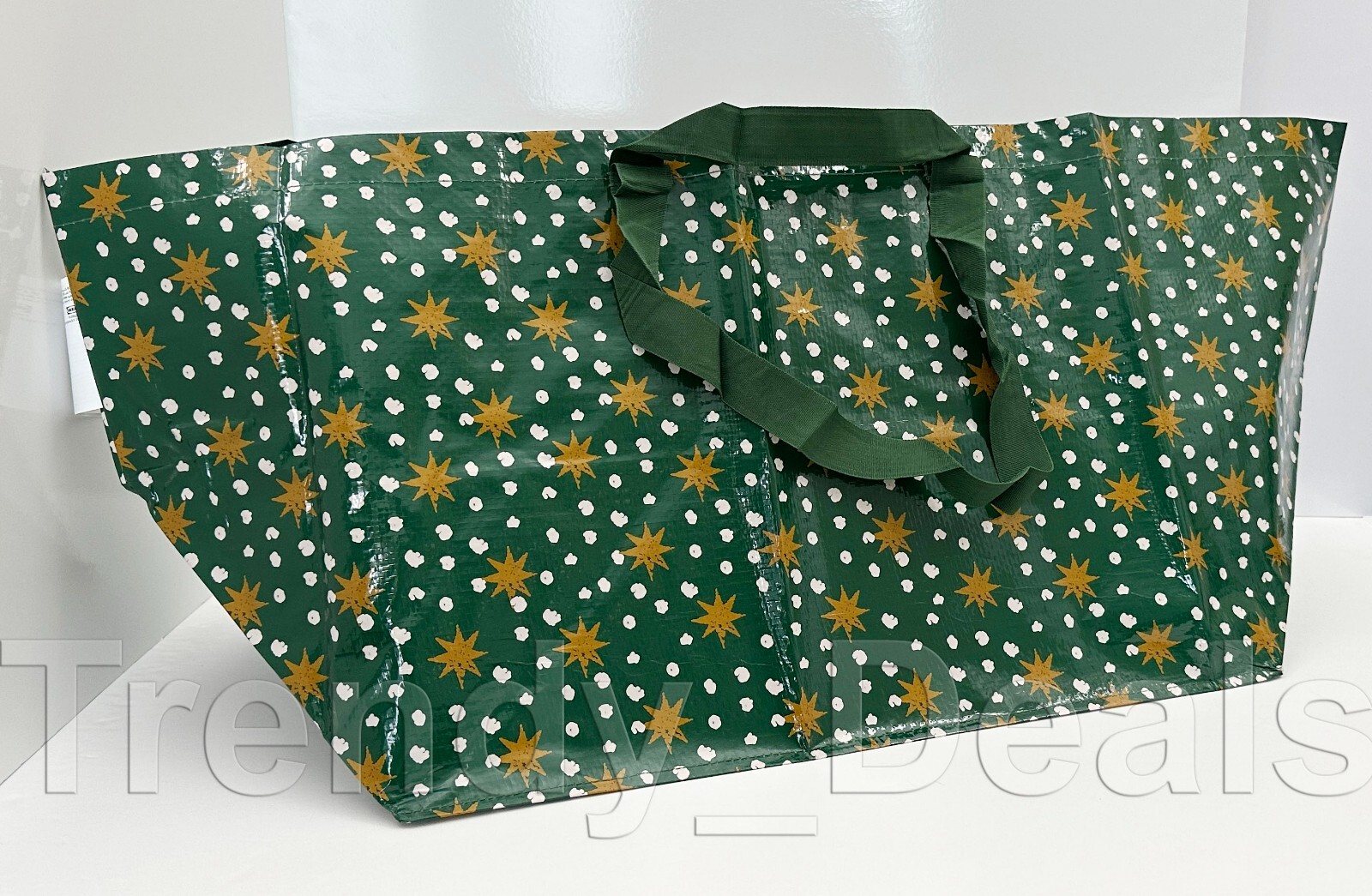 Ikea VINTERFINT Large Shopping Bag Tote, Star Pattern Green 19 gal – NEW