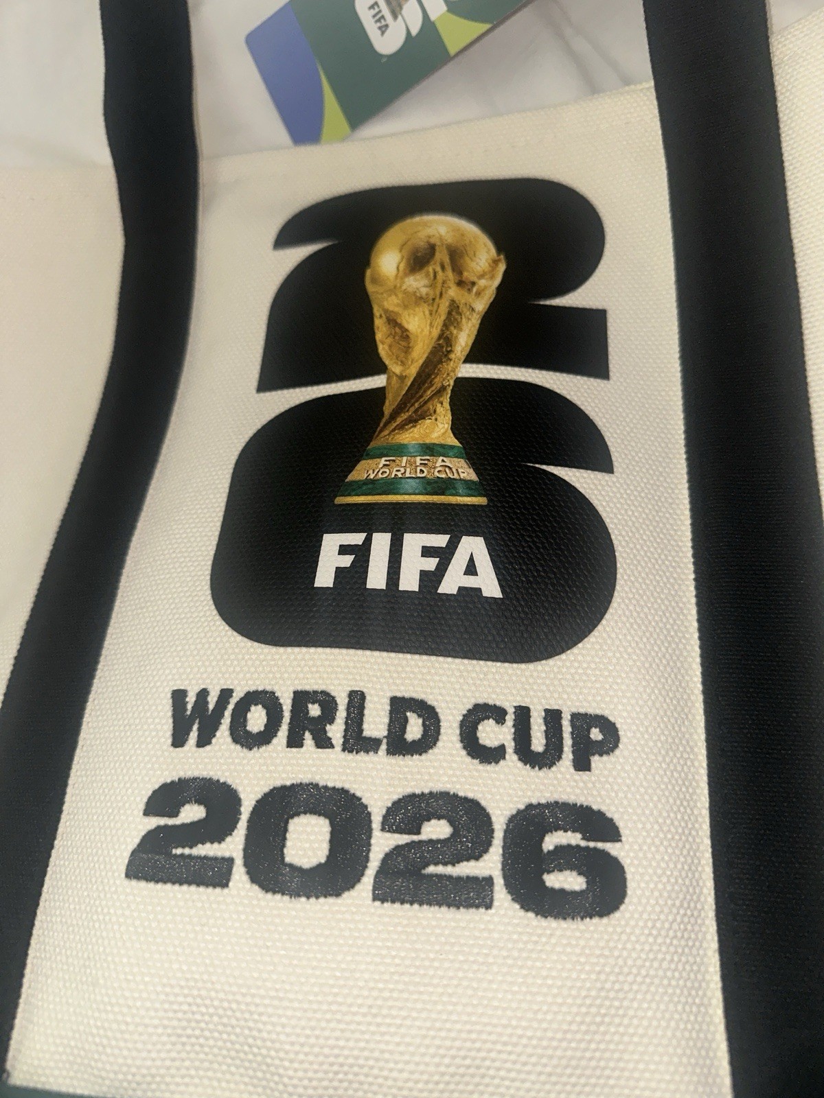 FIFA World Cup 2026 Canvas Tote Bag 15×16 in Graphic Print White/Black/Green