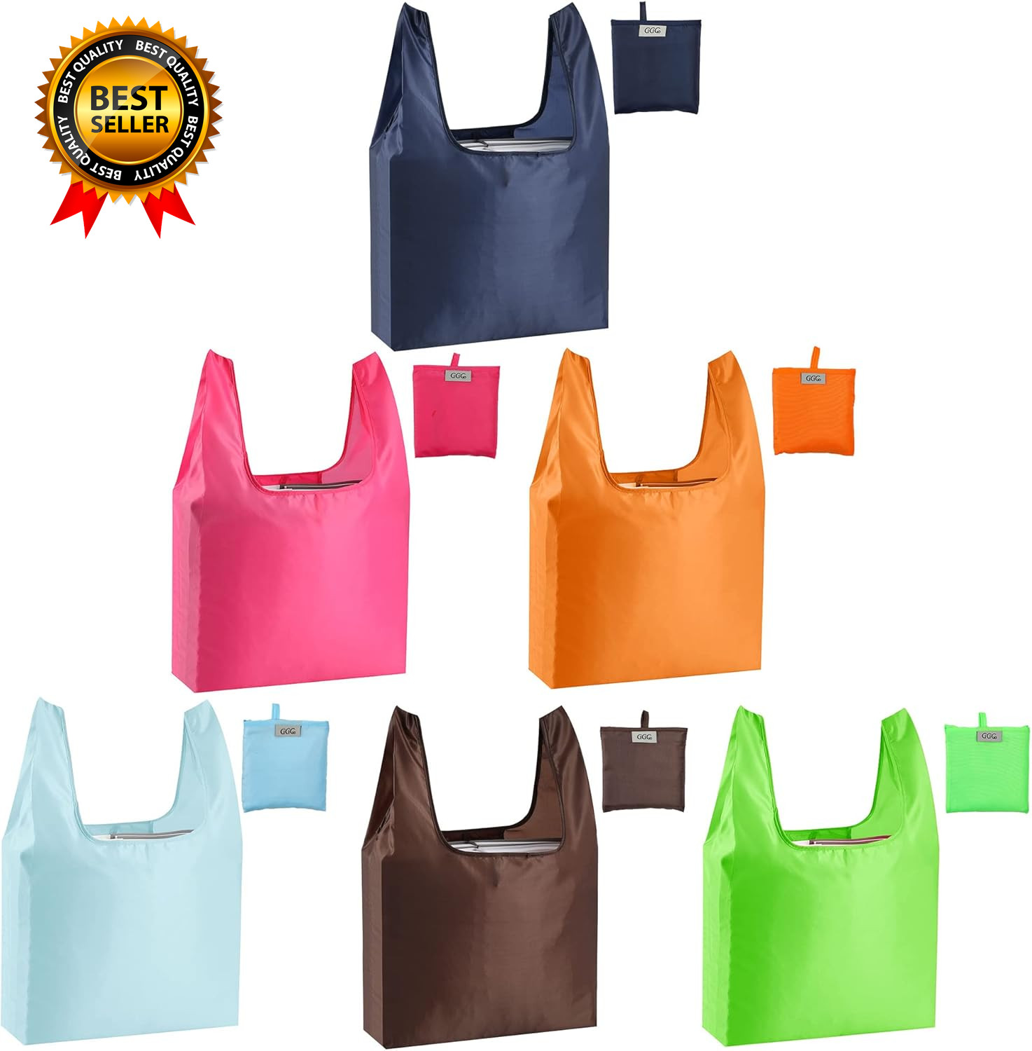 Large Reusable Bags Shopping Washable Foldable 6 Pack Grocery Bags Heavy Duty