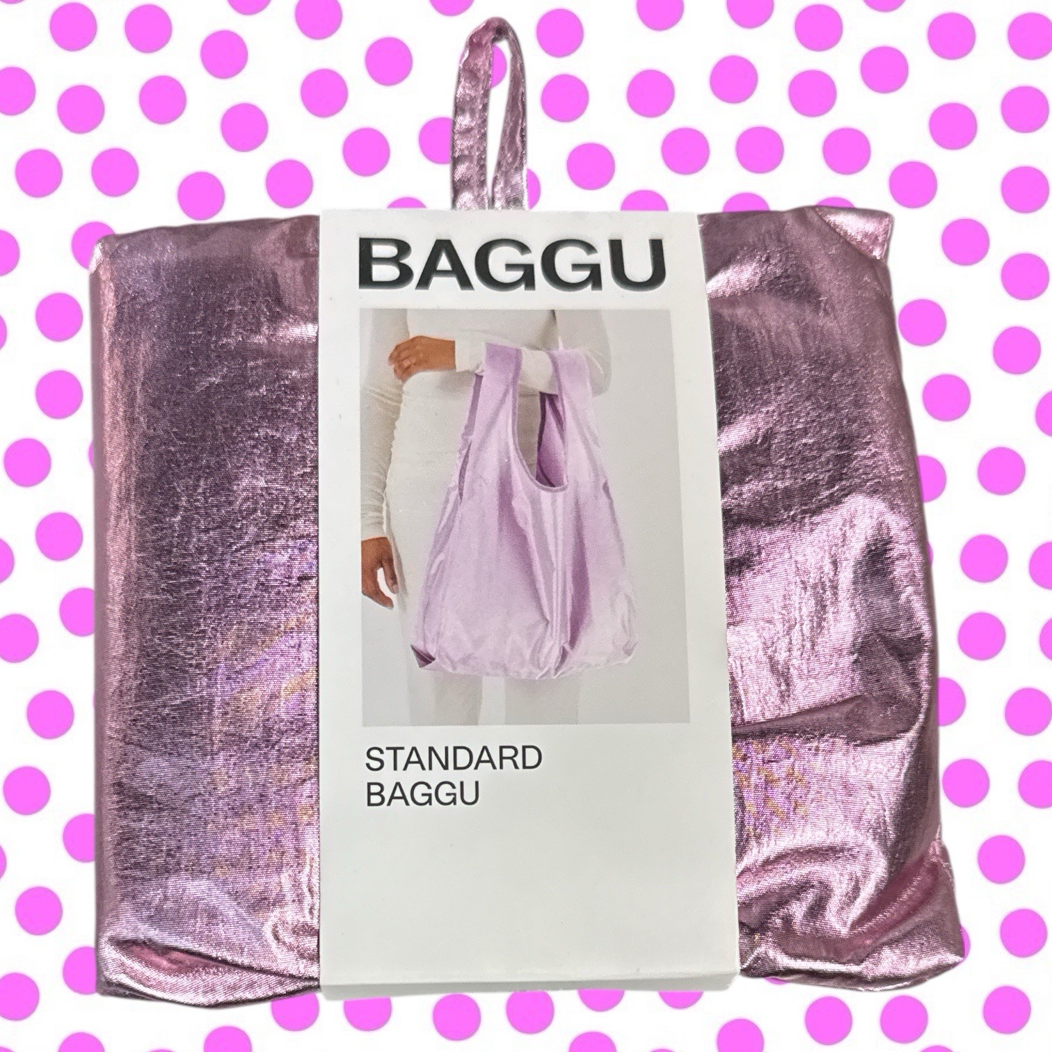 Standard Baggu Reusable Bag Pink Blush Metallic NWT New