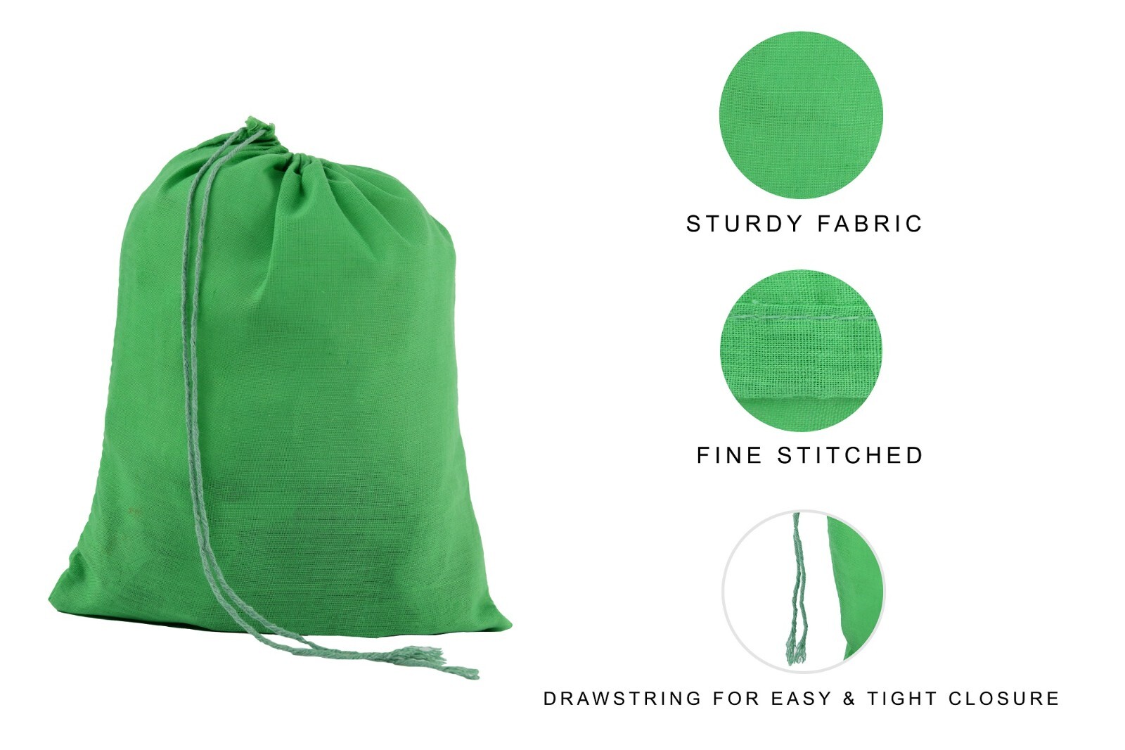 Green Cotton Reusable Produce Muslin Bags –Multipurpose Pouch Holiday Bag Sack