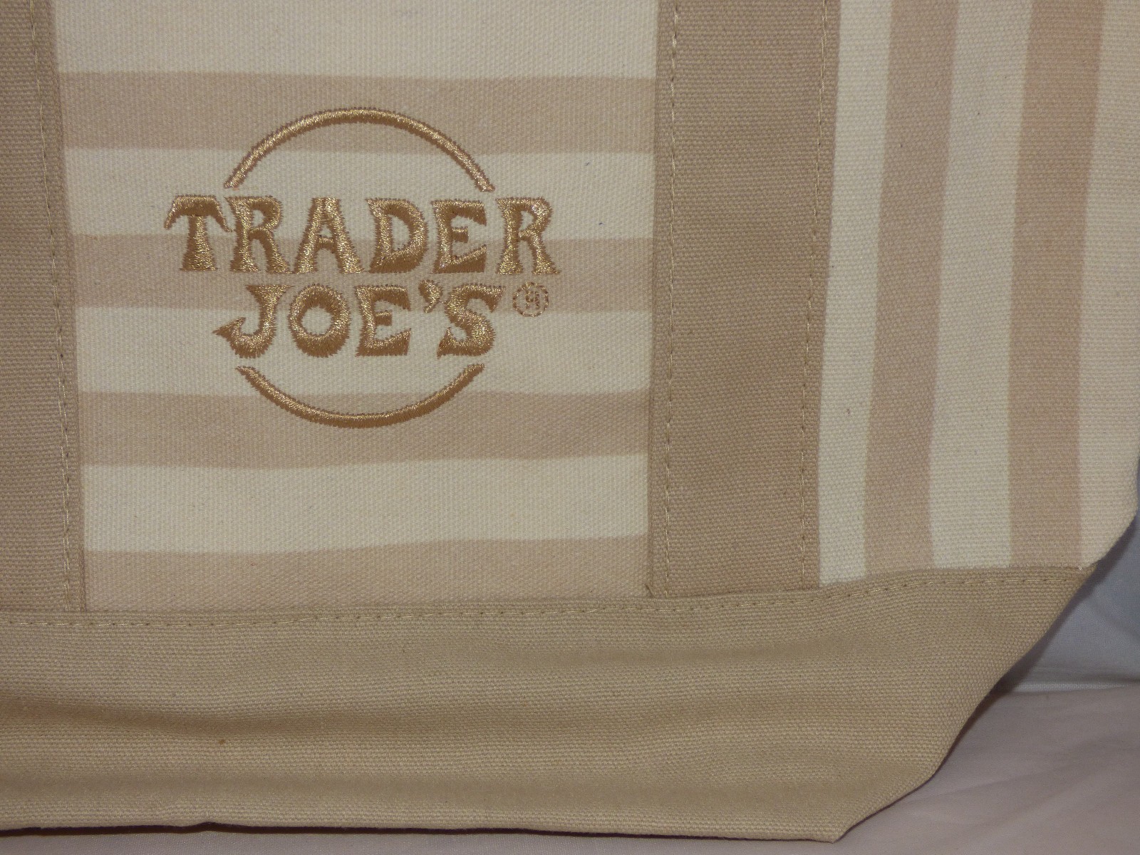 Trader Joe’s – Mini Canvas STRIPED Tote Bag – Beige – Summer 2026 – Limited Ed