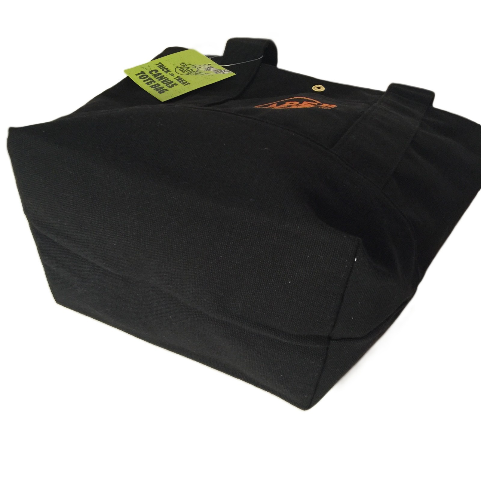 Trader Joe’s Mini Canvas Tote Bag With METAL SNAP FASTENER Halloween & Grocery