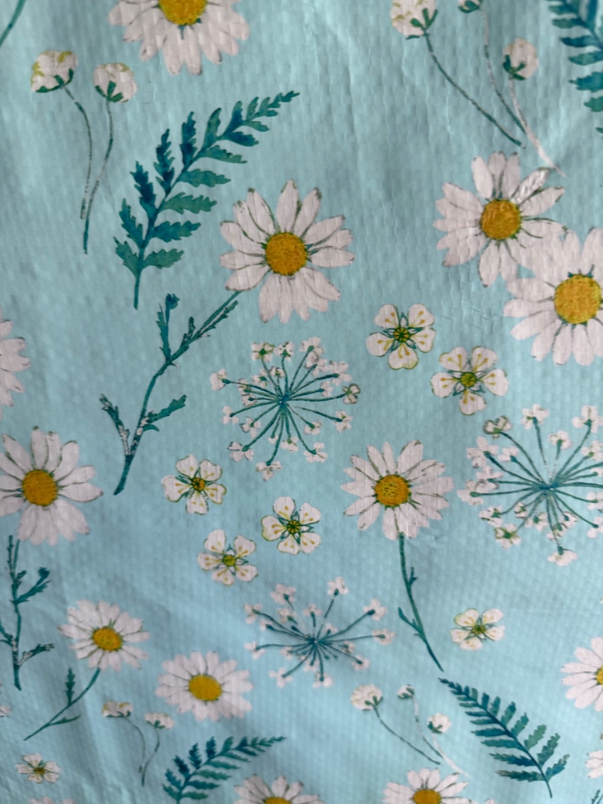 HOMESENSE REUSABLE LARGE TOTE SHOPPING BAG 20″ X 18″ DAISY FLOWERS BLUE NEW