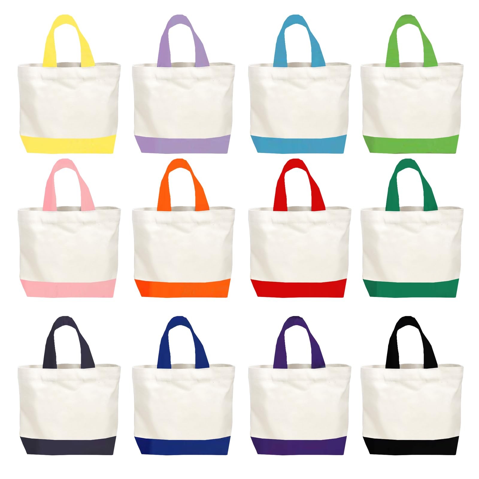 12 Pack Large Canvas Tote Bags Bulk with Handles 24 Colors 18.5 x 15 Inch Mon…