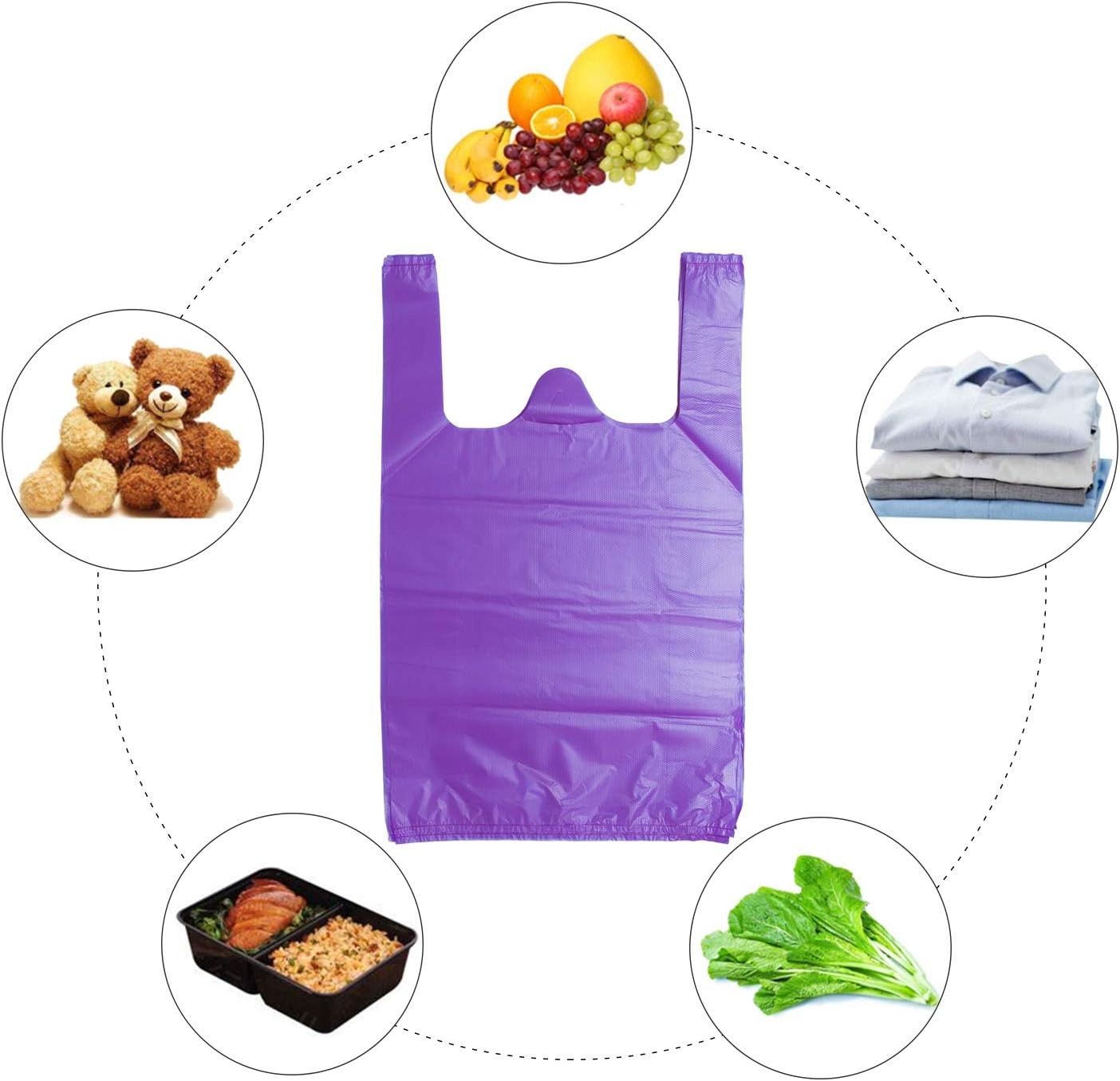 T-Shirt Carry-Out Bags Plastic Grocery Bags with Handles Shopping Bags in Bulk