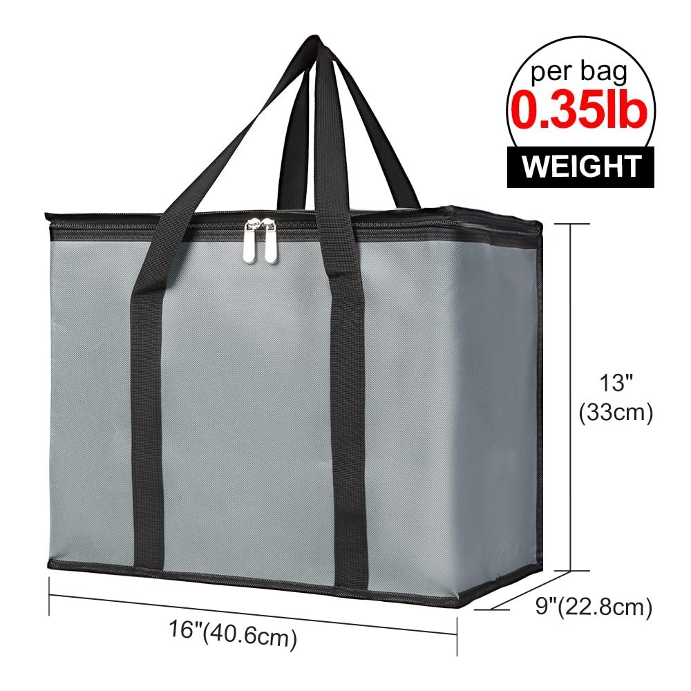 2-Pack Insulated Reusable Grocery Bag with Zippered Top X-Large Frozen Foods Co