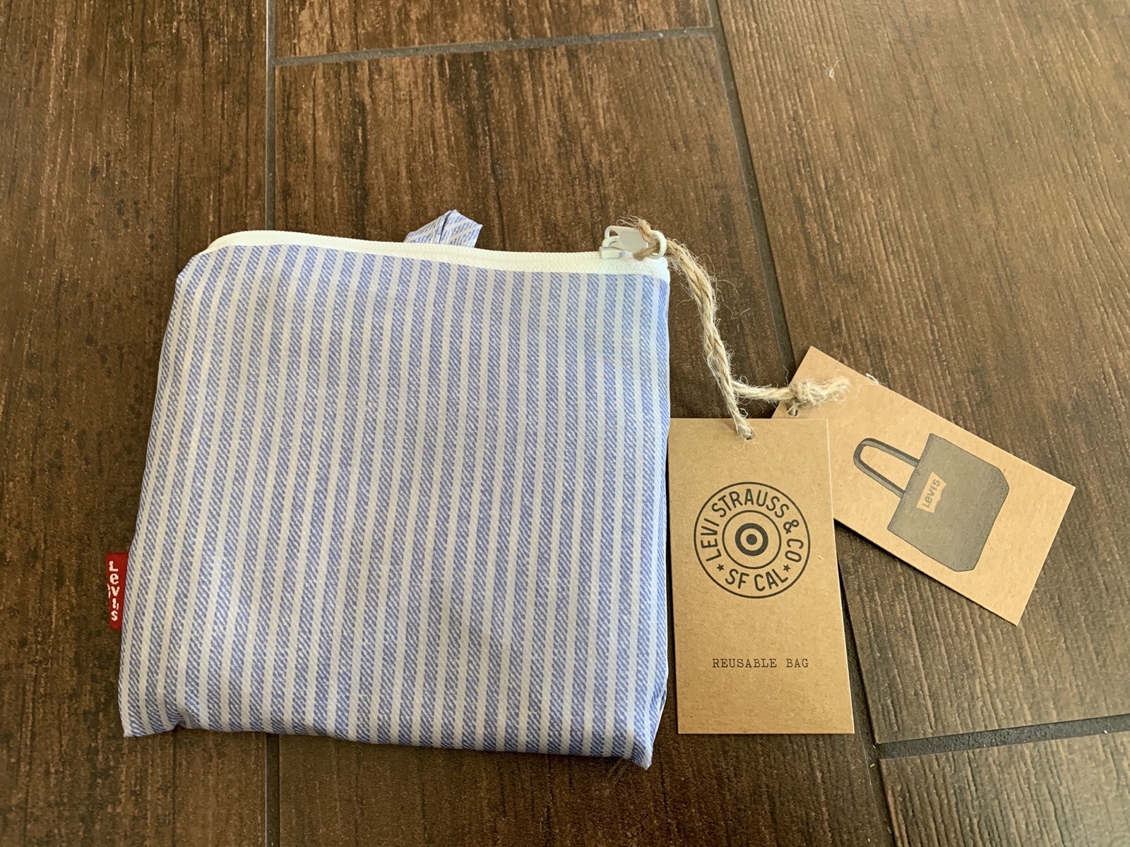 New Levi’s x Target Striped Reusable Shopping Bag Tote – White/Light Blue