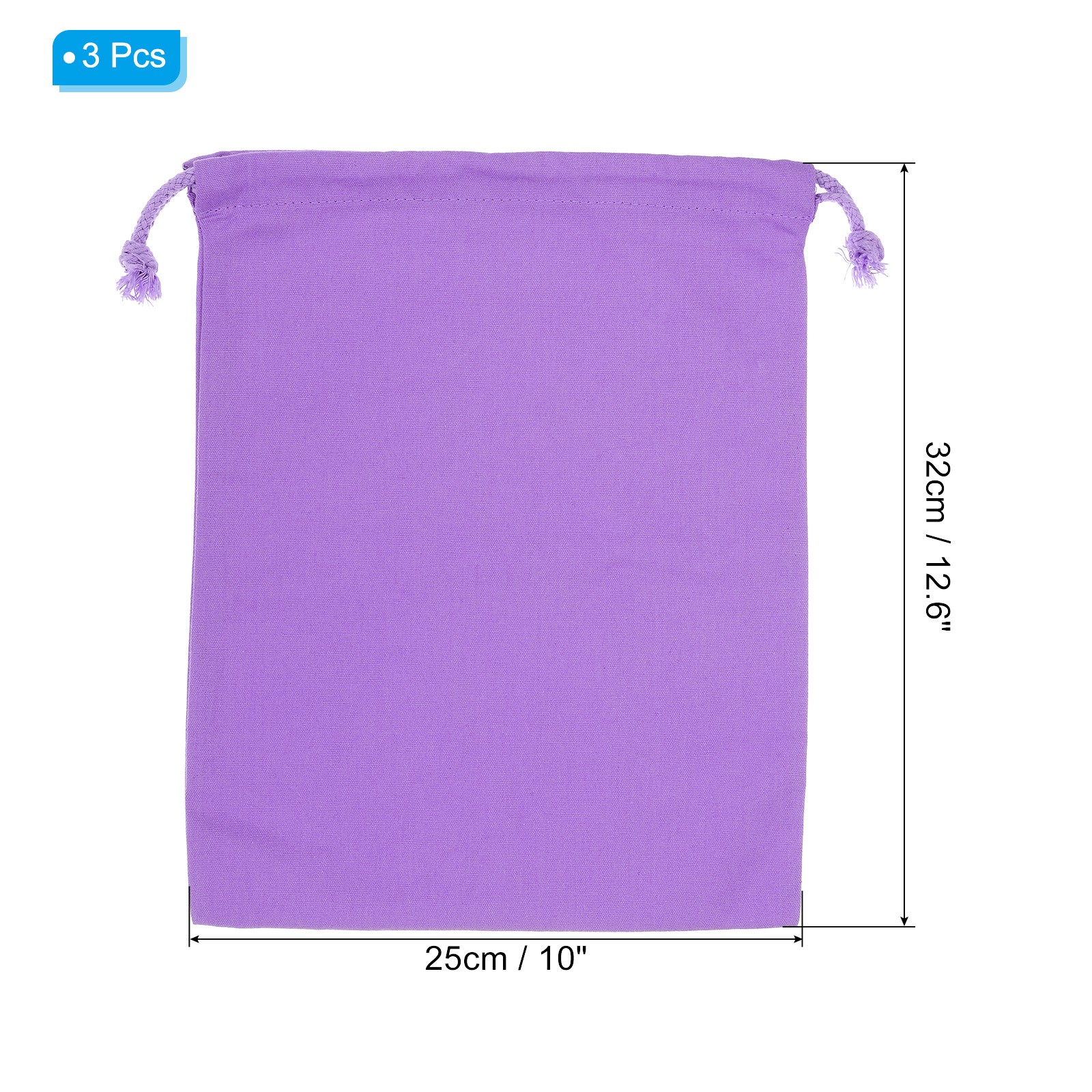 3pcs Reusable Drawstring Bags, 10×12.6″ Multipurpose Bags, Purple