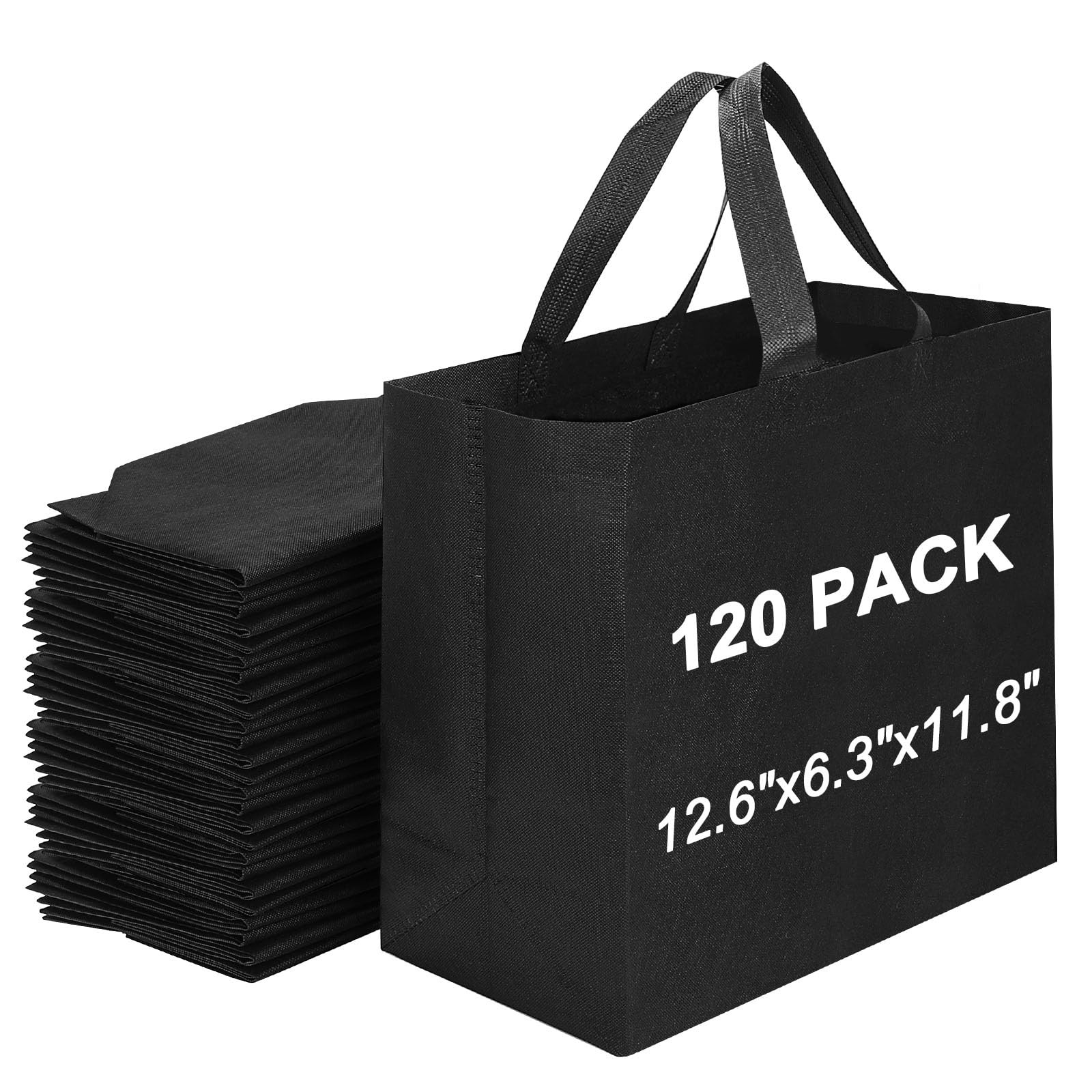 120 Pack Reusable Grocery Bags 12.6 * 6.3 * 11.8 in – Non Woven Totes Bag wit…