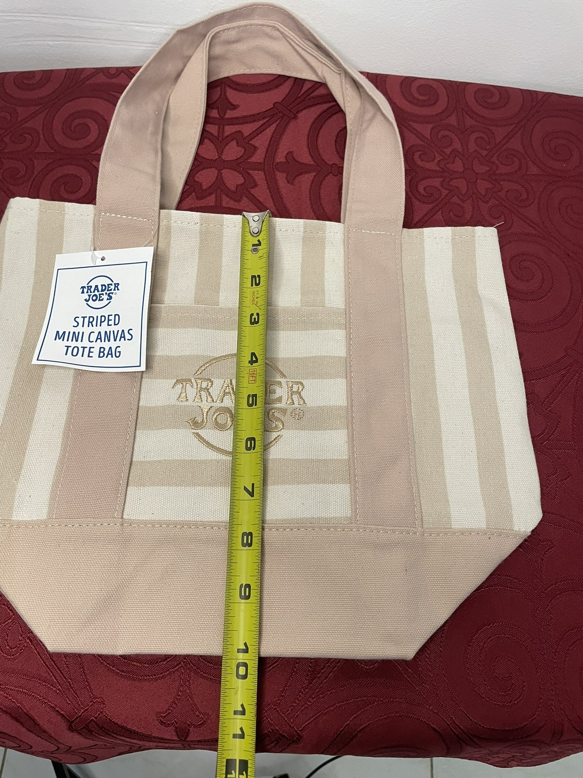 Trader Joe’s Limited Mini Canvas Pastel Striped Tote Bag 2026 Beige/Tan