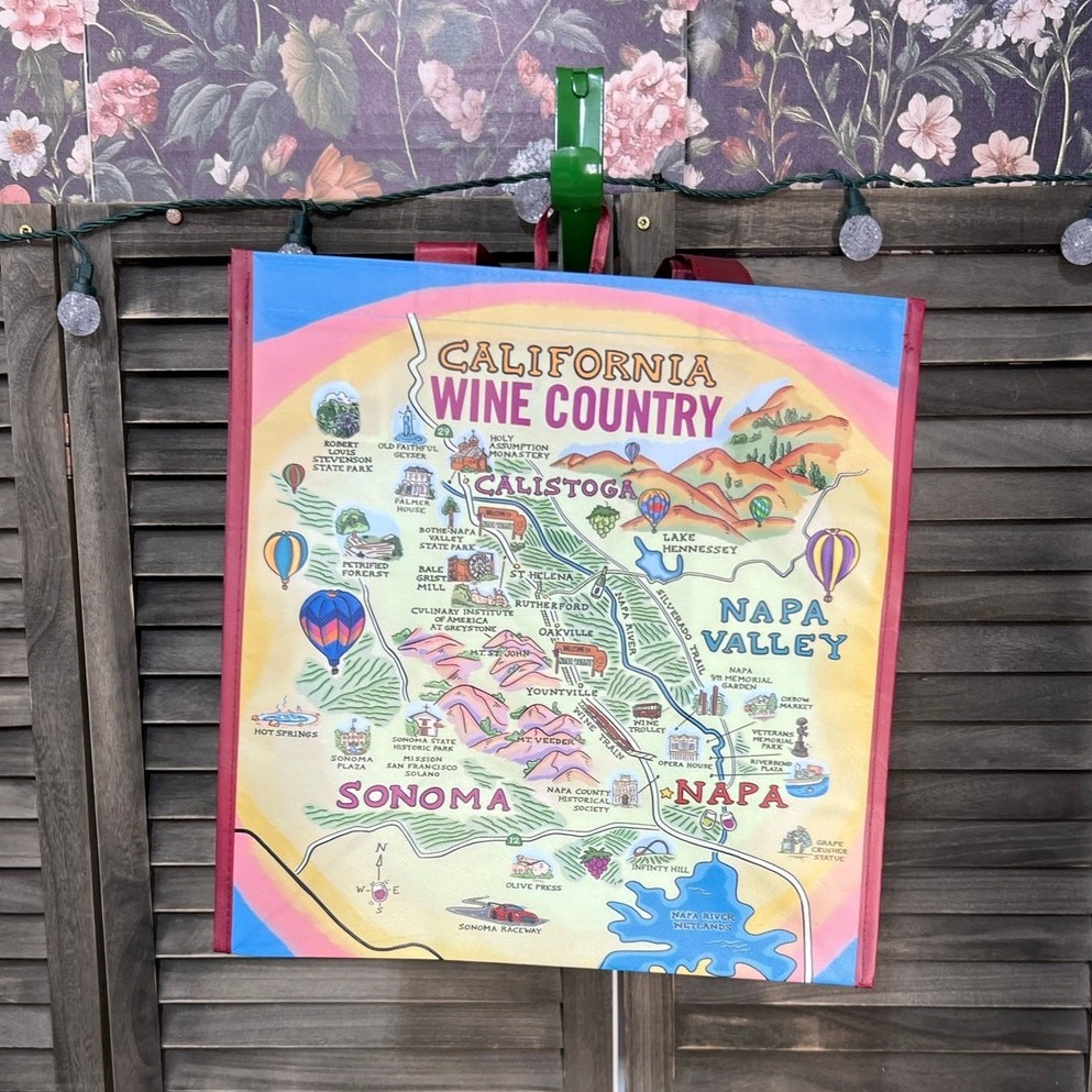 California Wine Country Reusable Tote Bag Napa Sonoma Calistoga NWT