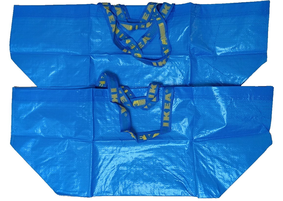 Set of 2 IKEA Frakta Large Blue Shopping Bags 19 Gal (21.75″x14.5″x13.75″)