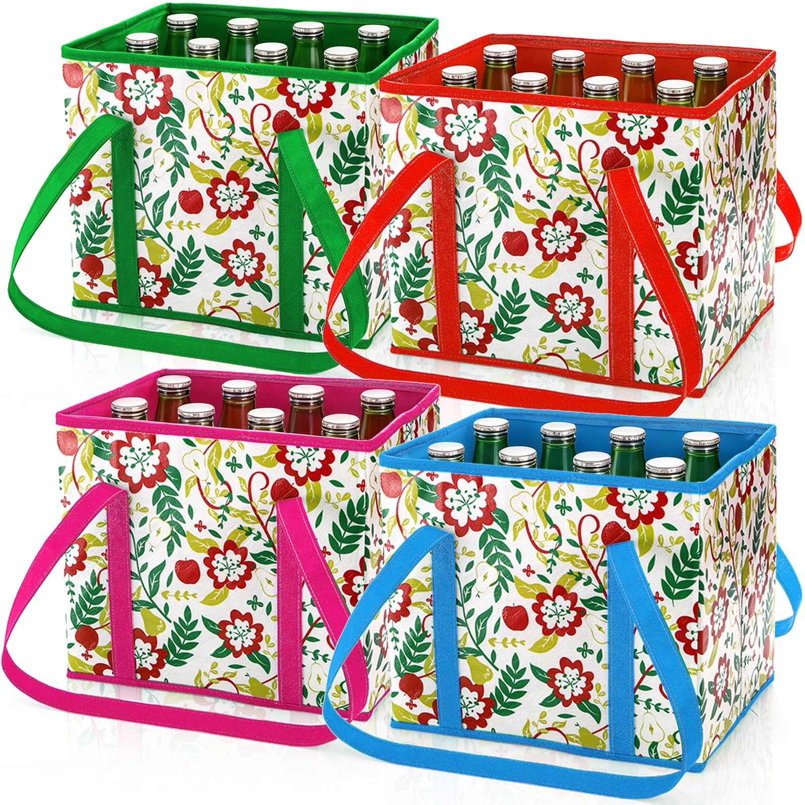 4 PCS 50 Lbs Heavy Duty Foldable Reusable Grocery Shopping Tote Bags Box