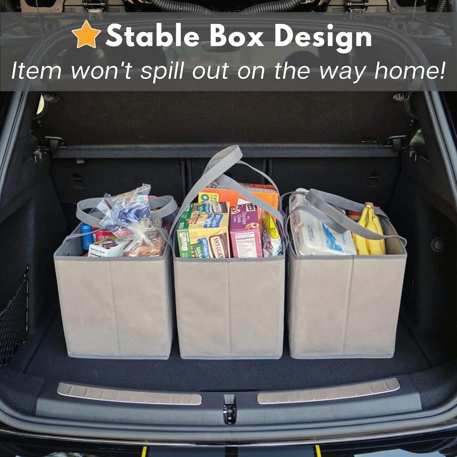 Reusable Grocery Bags (3 Pack) – Heavy Duty Reusable Shopping Bags with Box Shap