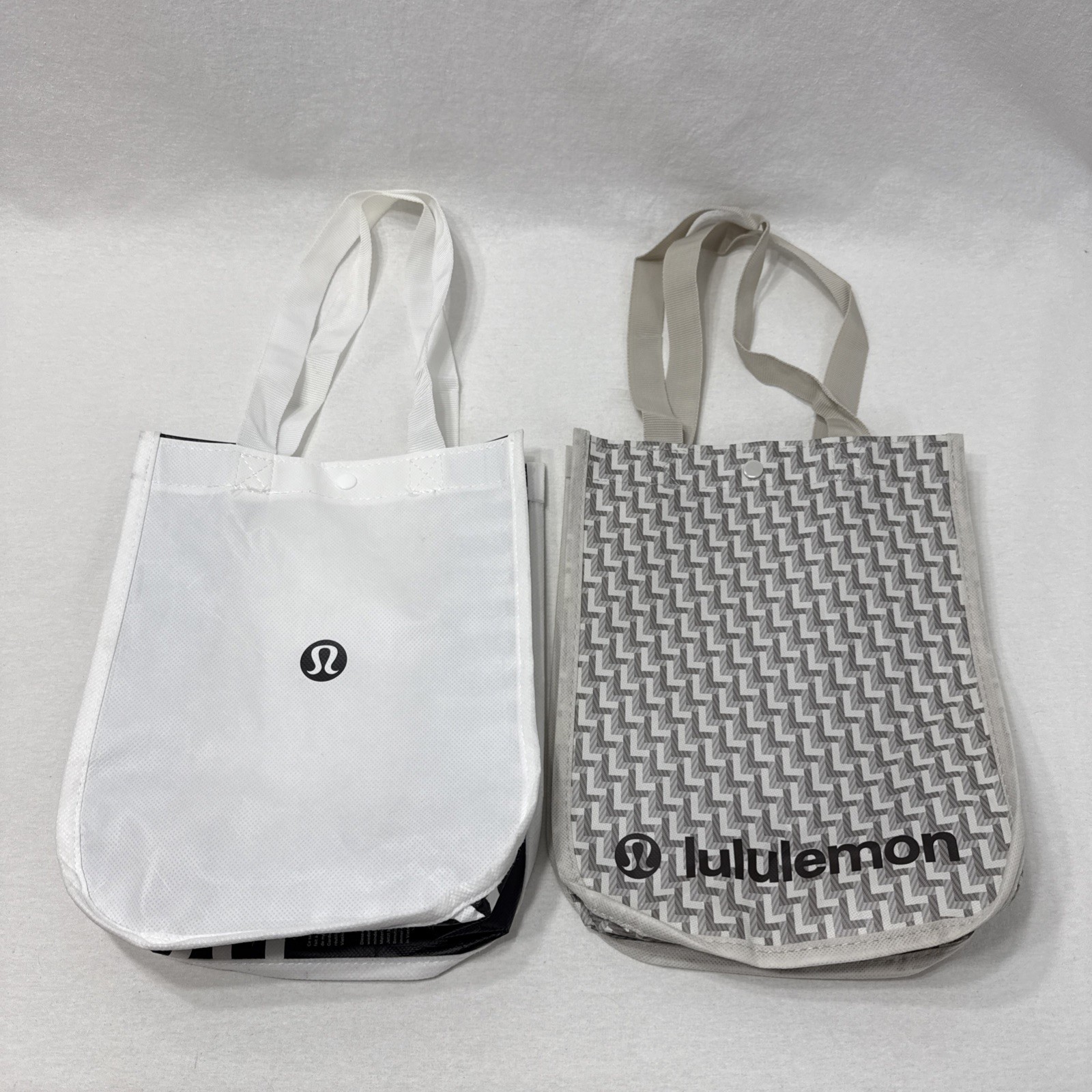 Lot of 2 Lululemon Reusable Tote White-Black | Tan Classic Shopping Bags