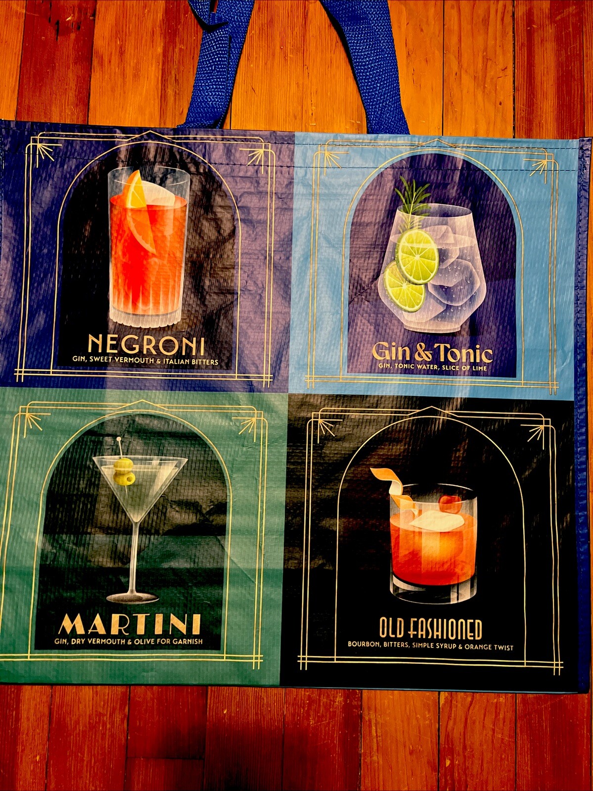 HomeGoods Large Shopping Tote Bag 🫒COCKTAILS 🍈Reusable Eco Friendly NEW🍉