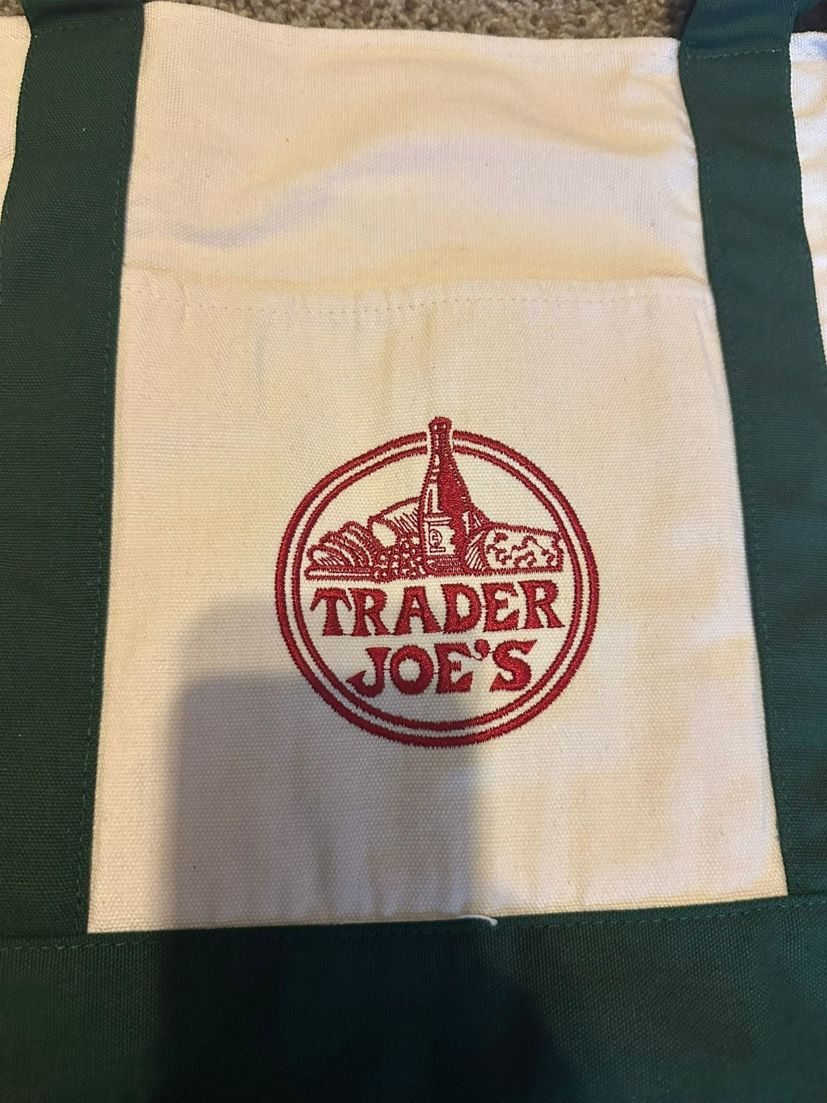 NWT Trader Joe’s Reusable Canvas Tote Bag – Heavy Duty Grocery Shopper Green