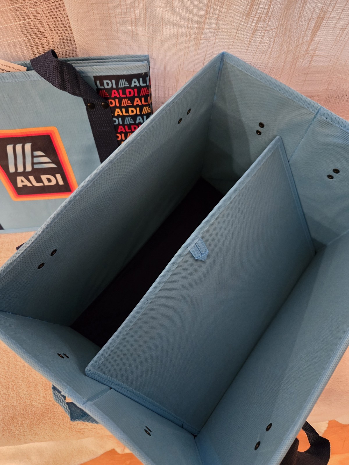 ALDI 2 Collapsible Box Bags 14x10x11 Blue Navy Rainbow
