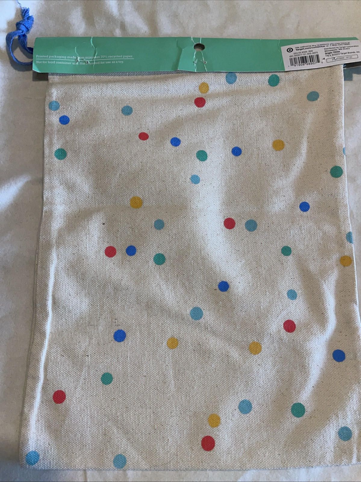 Spritz Brand; Reusable Bag; Canvas material with drawstring; Polka dots, Kids