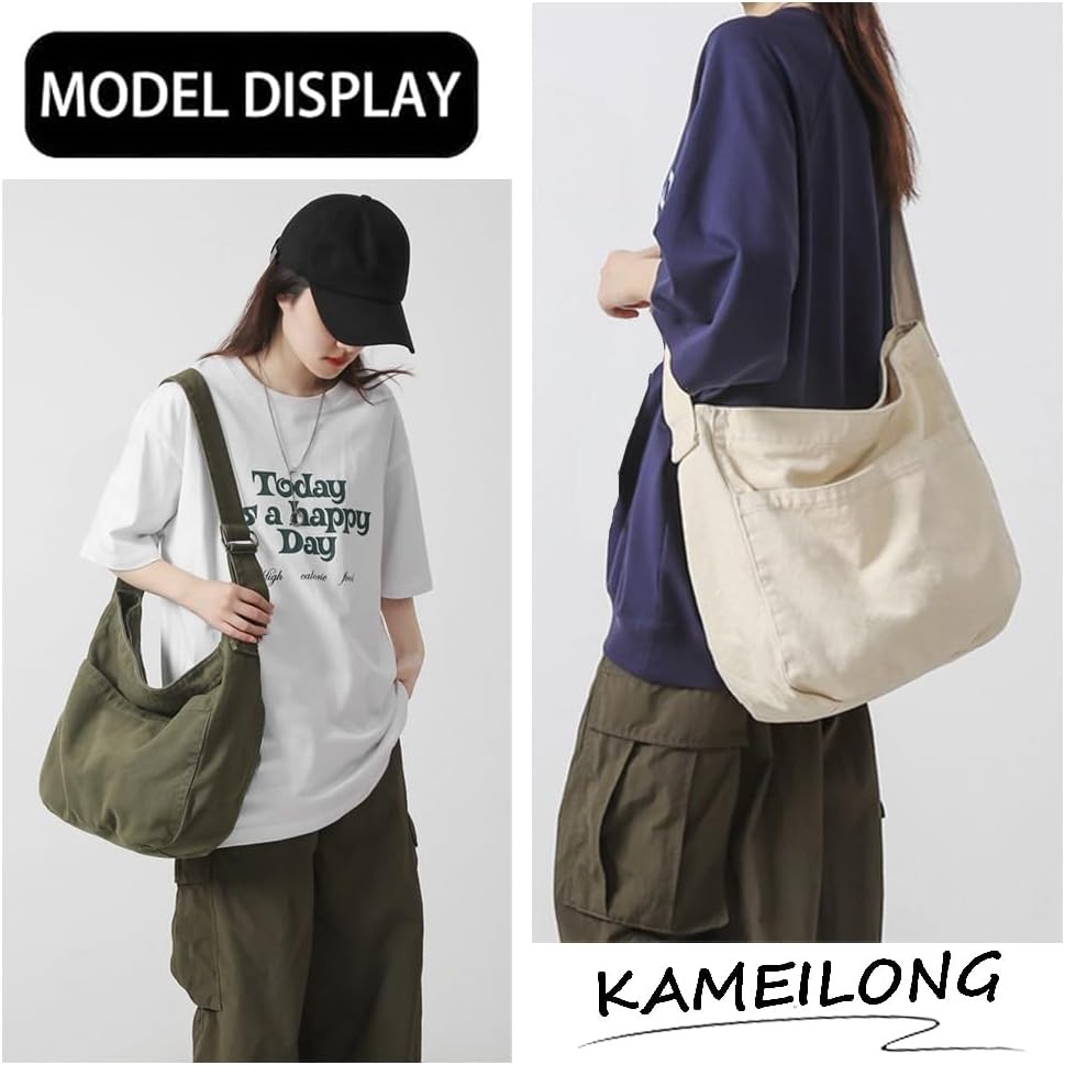 KEILONG Canvas Crossbody Shoulder Bag Casual Hobo Bag Travel Tote Bag