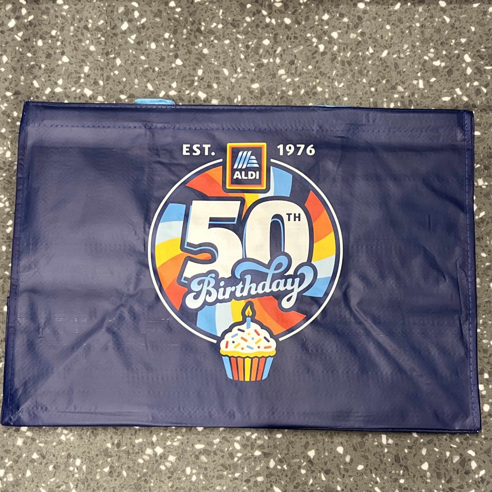 ALDI XL Reusable CLICK AND STAY 50th Birthday Est. 1976 Shopping Bag Tote NEW