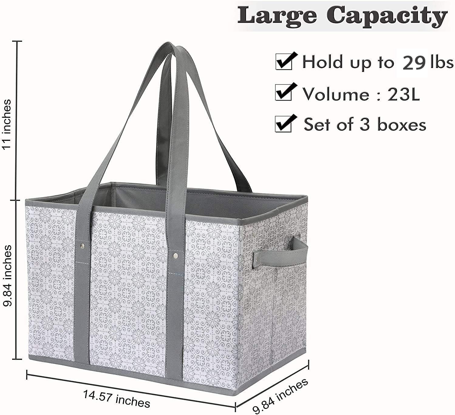 WISELIFE Reusable Grocery Bags [3 Pack],Large Grocery Tote Bag Water Resistant S