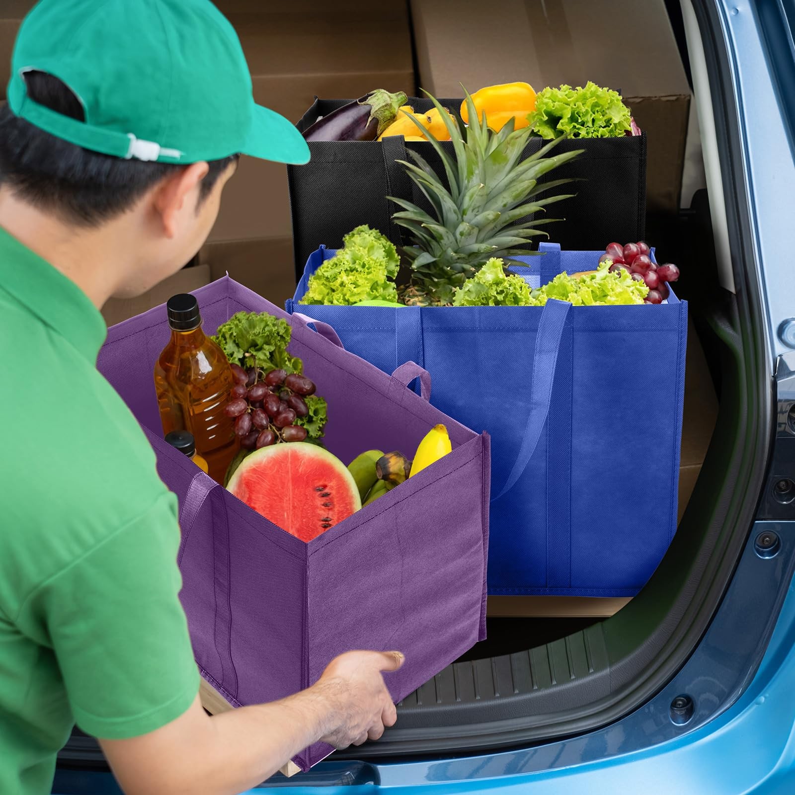 30 Pack Reusable Grocery Bags Bulk Heavy Duty Large Shopping Washable Tote