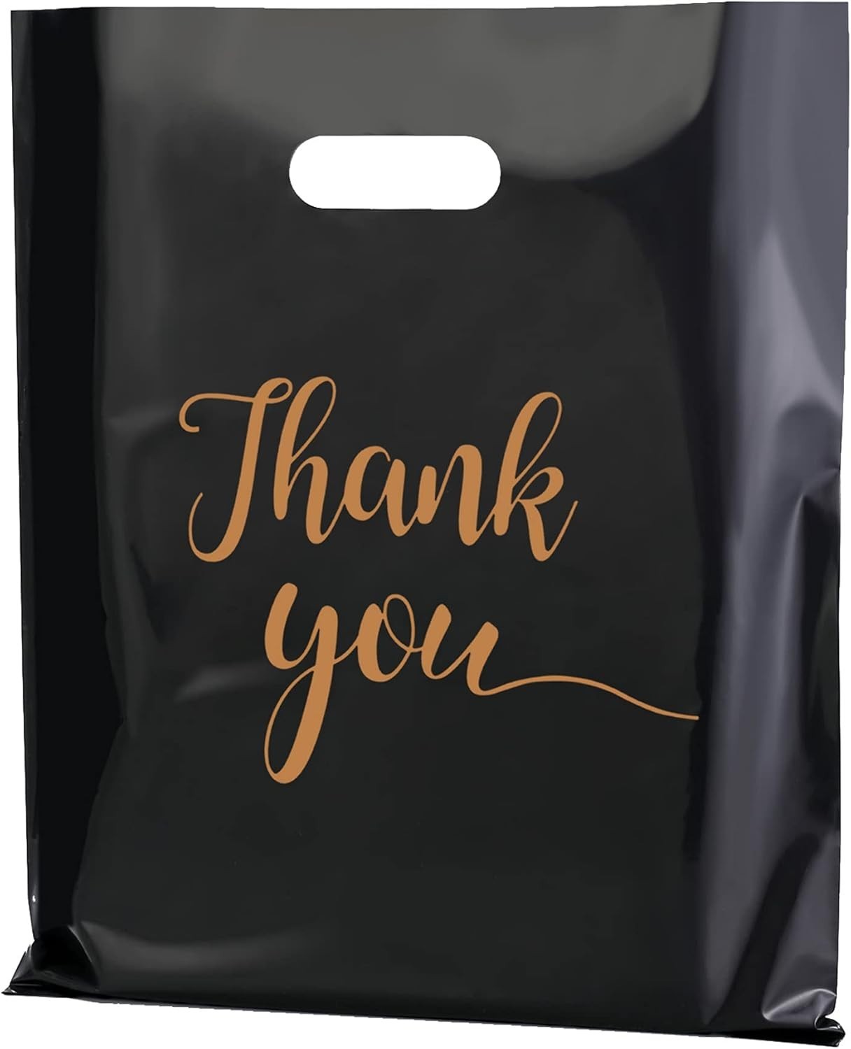 Durable 2.36 Mil Black Thank You Bags 100 Count – Ideal for Boutique Gifts