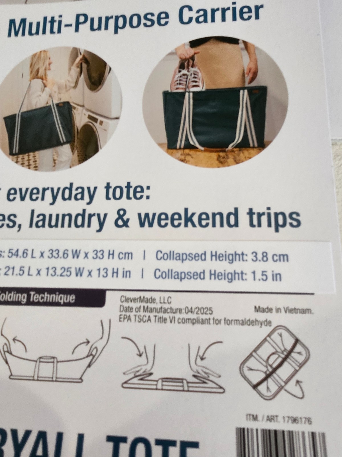 CleverMade Collapsible CarryAll Tote Pack of 3