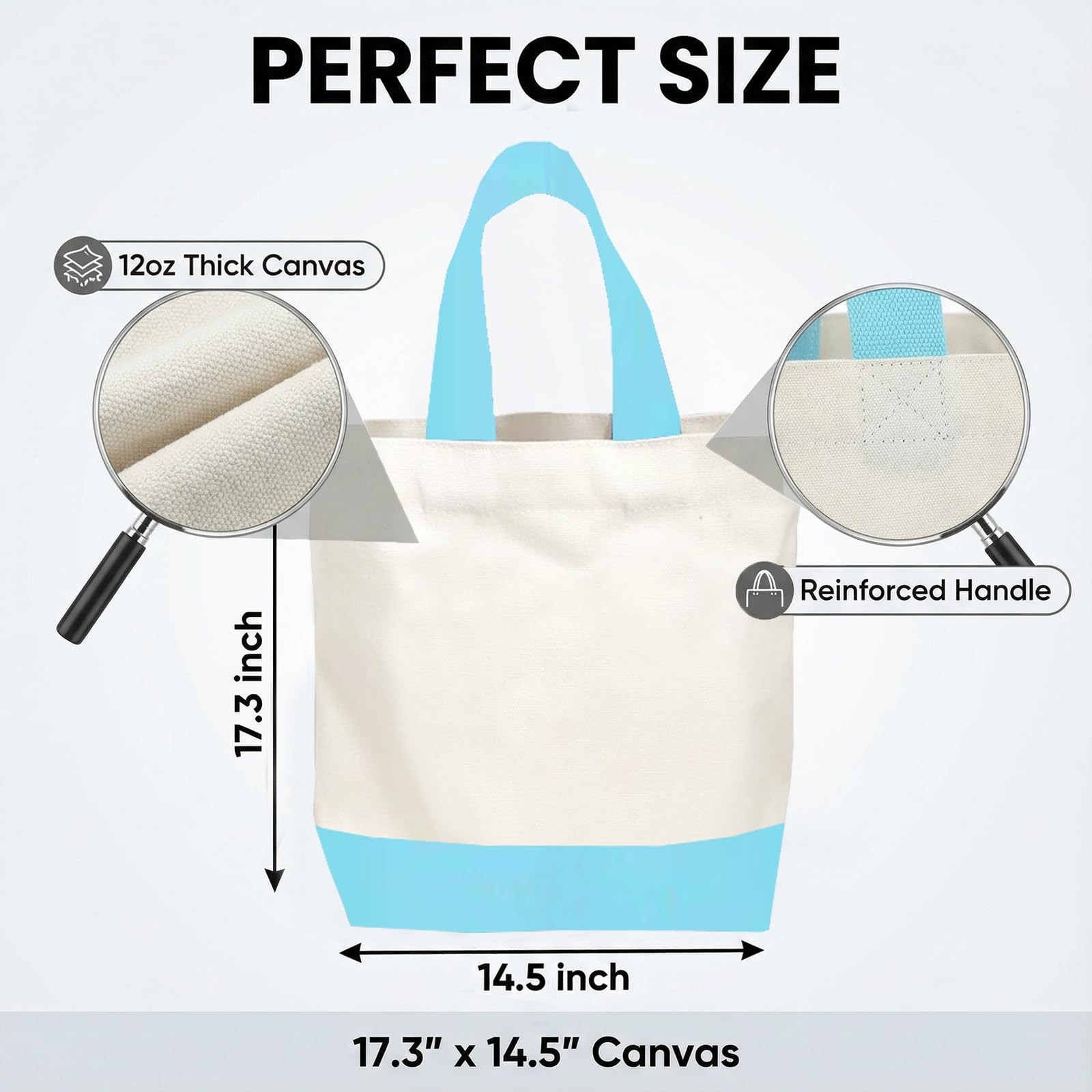 12 Pack Large Canvas Tote Bags Bulk with Handles 24 Colors 18.5 x 15 Inch Mon…