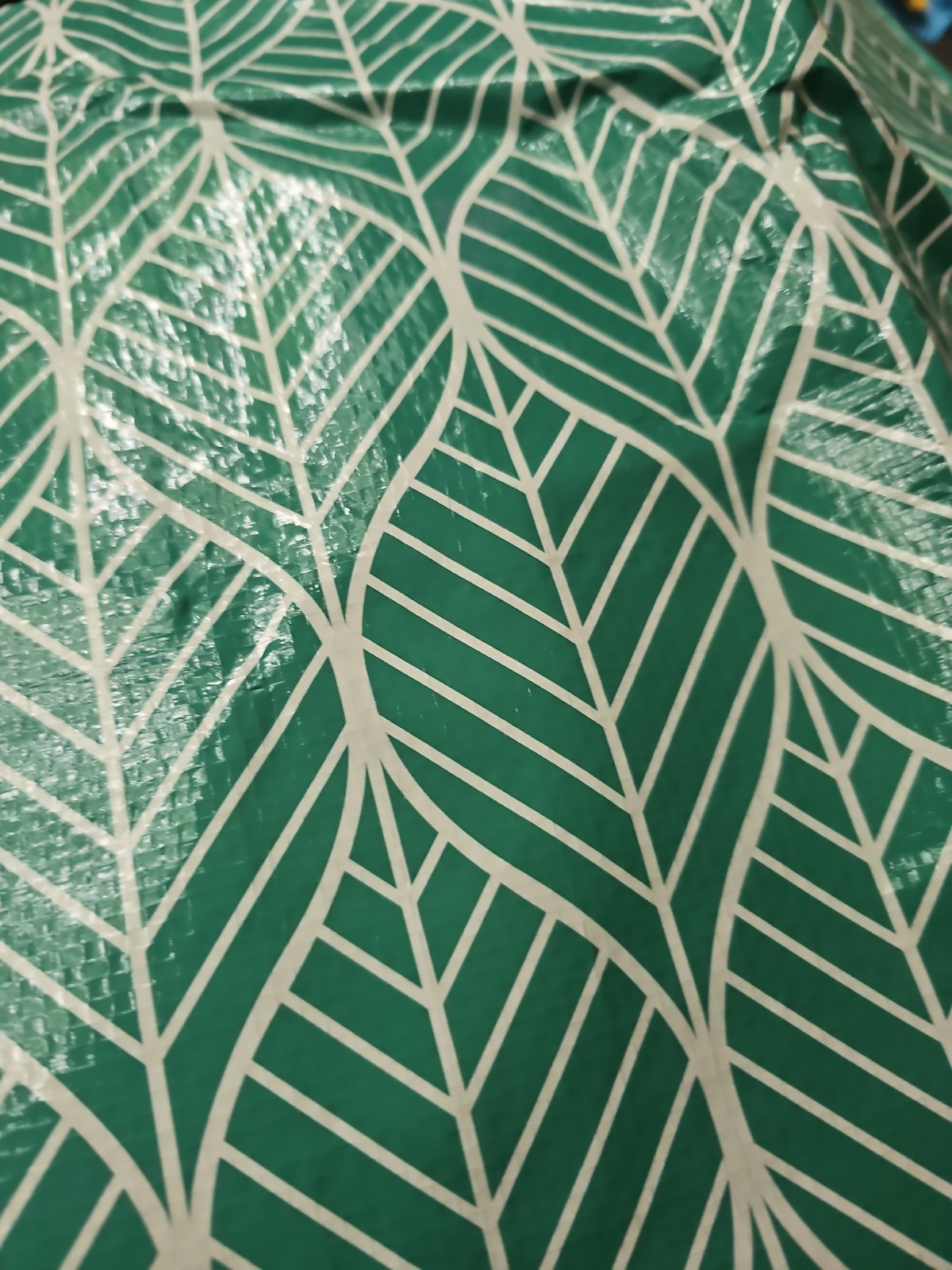 DG Reusable Shopping Tote Bag Size 6x18x19″ Teal Green White Geometric Large