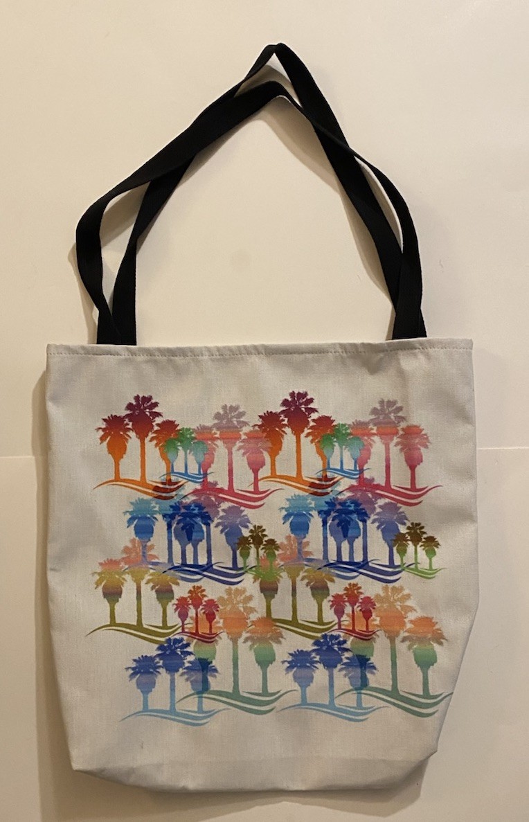 Palm Trees Silkscreened Canvas Tote Bag 18in L x 17in W 12in Straps NWOT