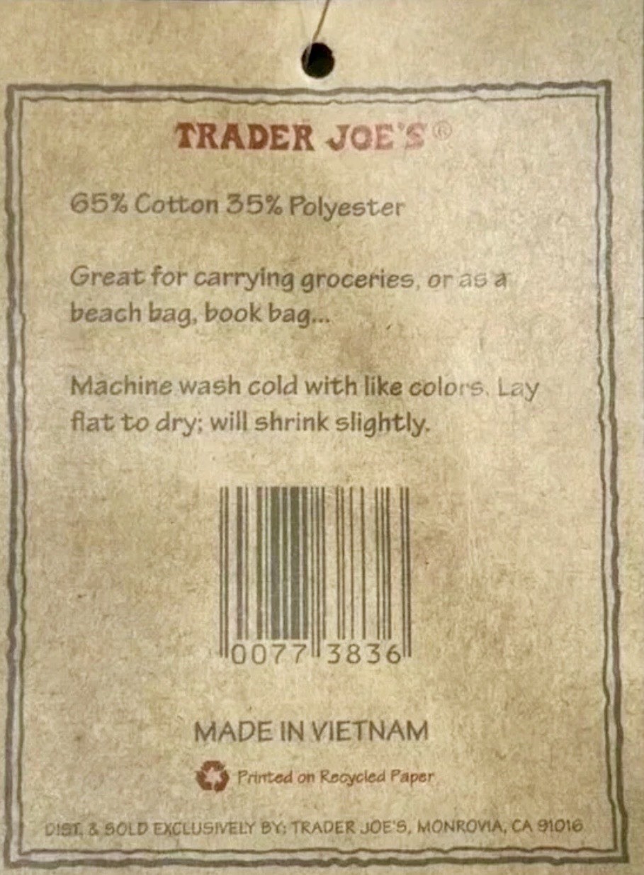 New Trader Joe’s Canvas Tote Bag – Large Classic Navy & Cream – NWT