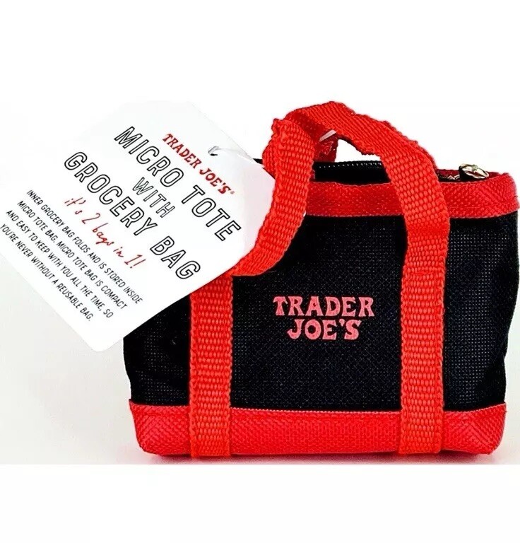 Trader Joes Micro Tote With Grocery Bag 2 In 1 Mini Limited Edition 🛍️🎄🔥