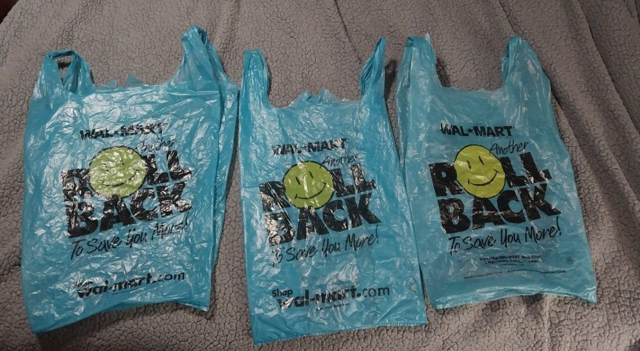 2001 Vintage Walmart Grocery Shopping Bags In Great Condition 3 Total