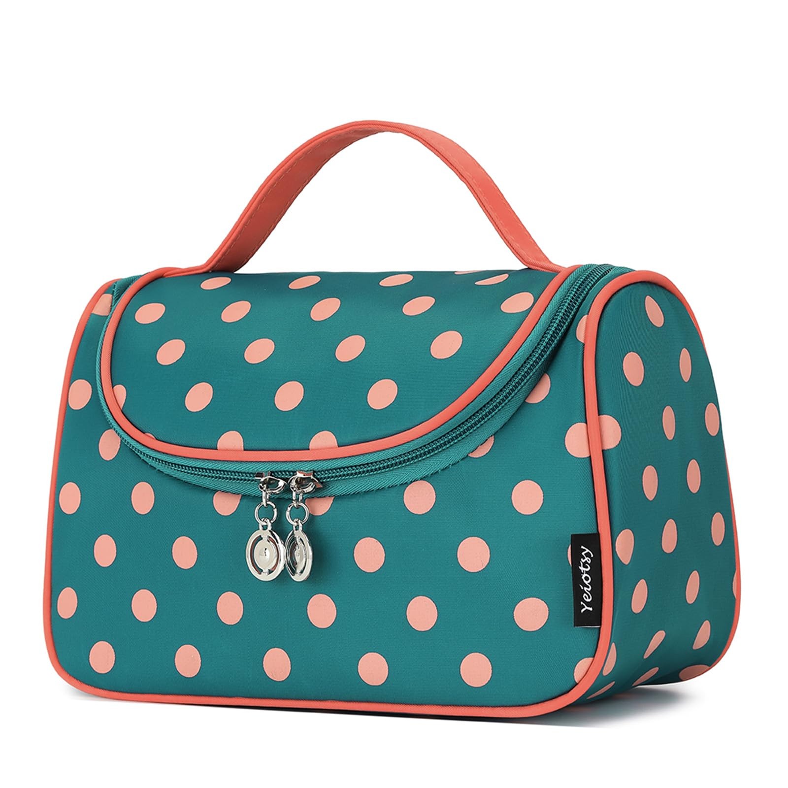 Yeiotsy Travel Cosmetic Bag for Women – Polka Dot 26 x 18 x 12 cm, Lake Blue