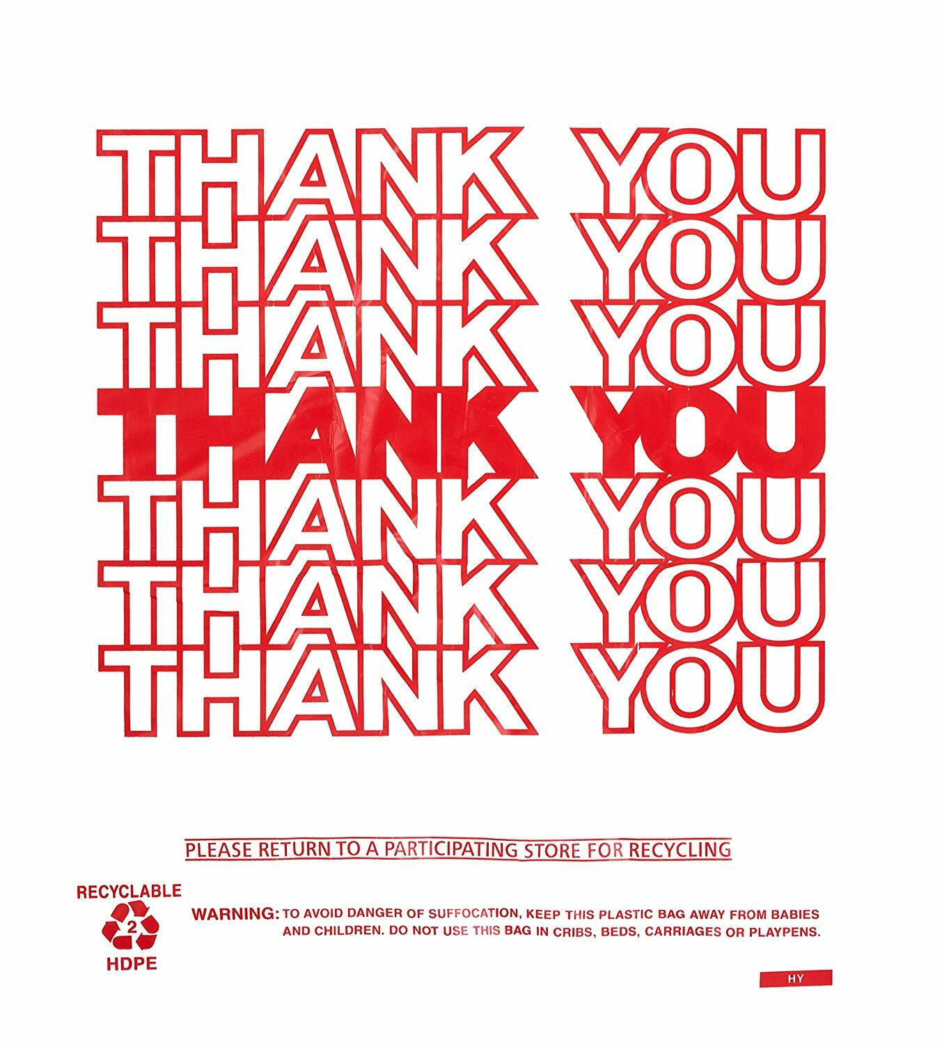 4000 Pack- 1/8 White Thank You Plastic Shopping Bags – T-Shirt Style – 17x10x6