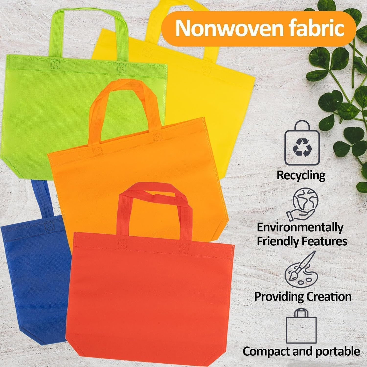 10 Pack Non Woven Party Favors Bags Reusable Tote Bags with Handles for Grocery
