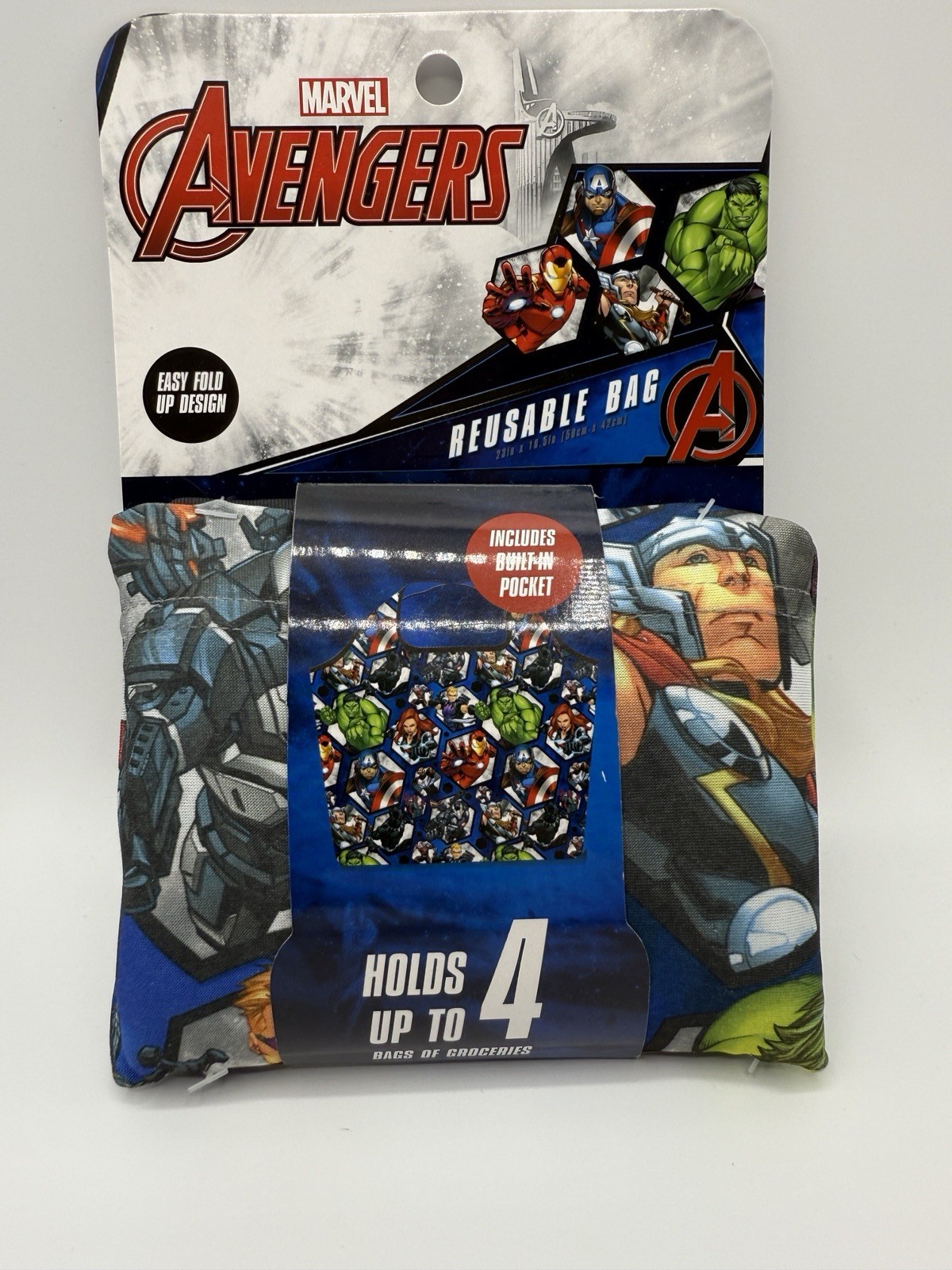 Disney Marvel Avengers XL Reusable Fold Up Grocery Tote Bag 23” X 16.5”