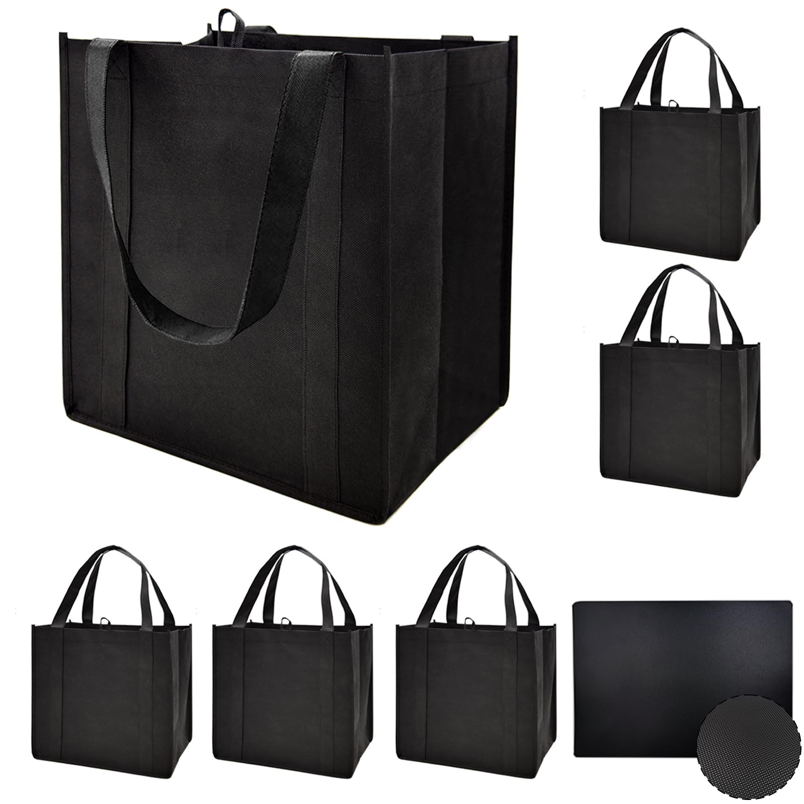 6 PCS Reusable Reinforced Grocery Bags Thick Bottom Board 45 lbs Capacity