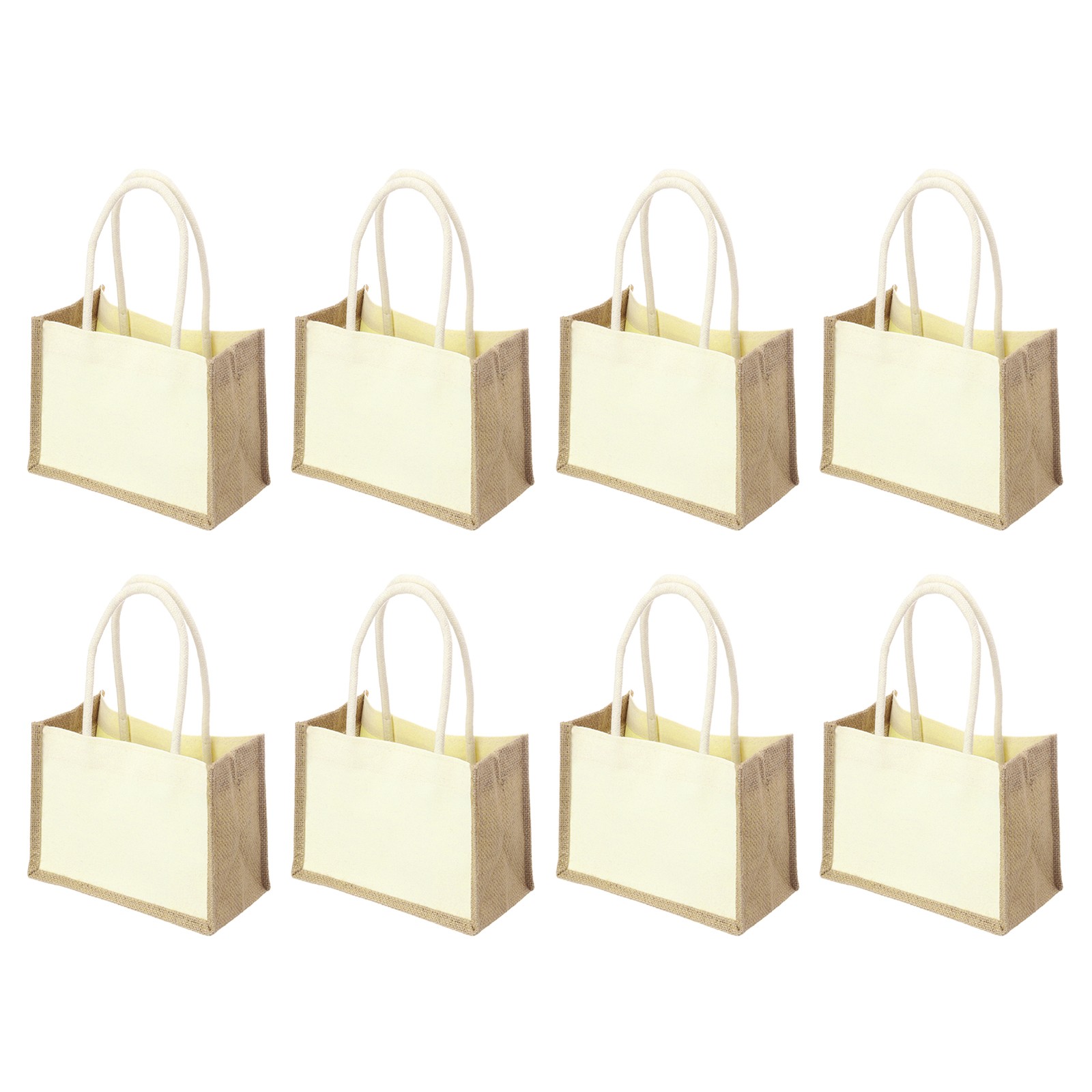 8Pcs Burlap Tote Bags, Reusable Gift Tote Bags 14.6 x 10.2 Inch White