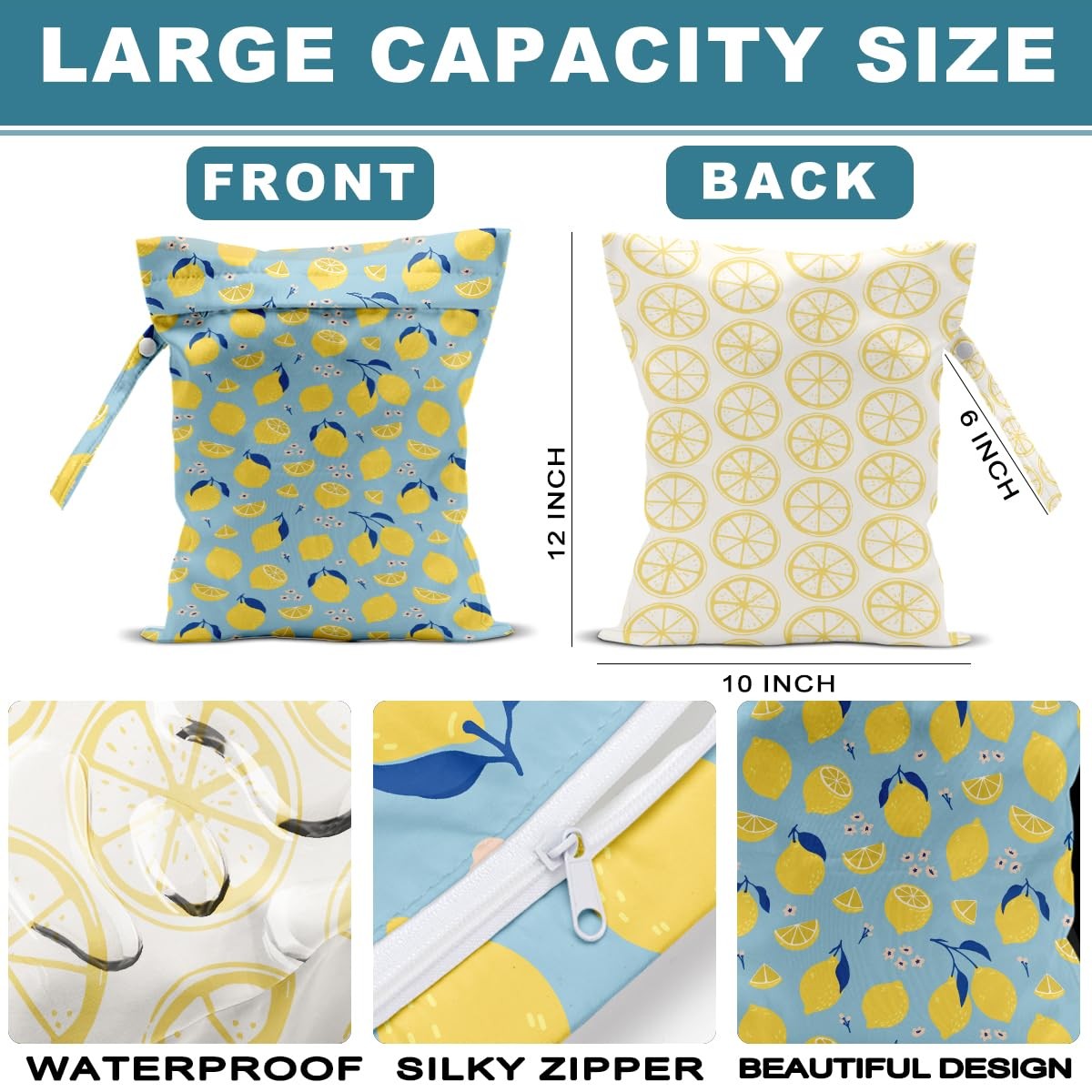 ZHAMEN 2Pcs Wet Bag, Dry Bag Reusable 10 x 12 inches, Multicolor 1457