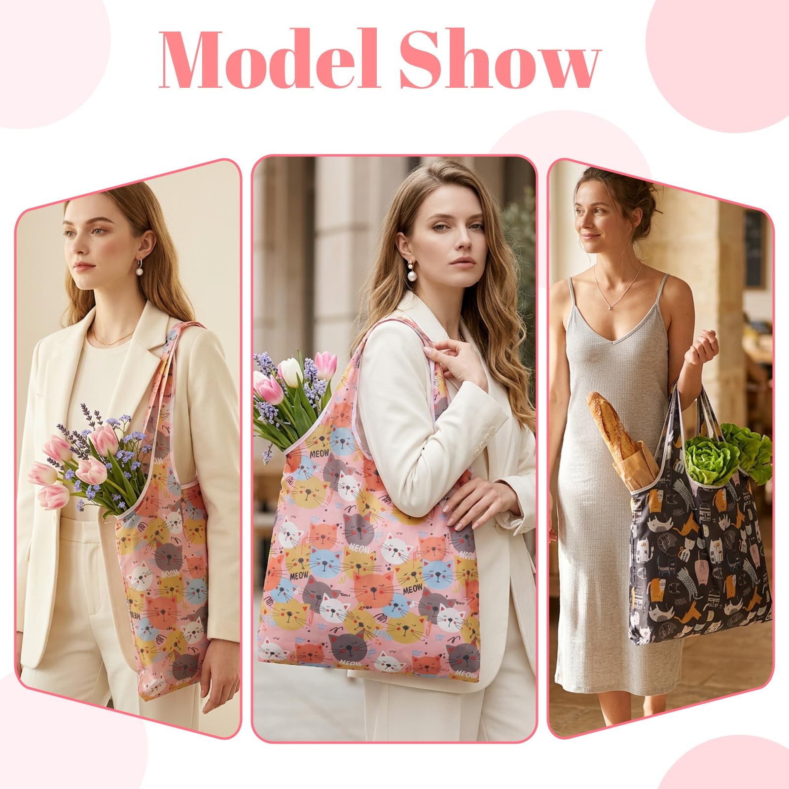 2 Pcs Foldable Shopping Bag Reusable Grocery Bags Extra Large Foldable Shoppi…